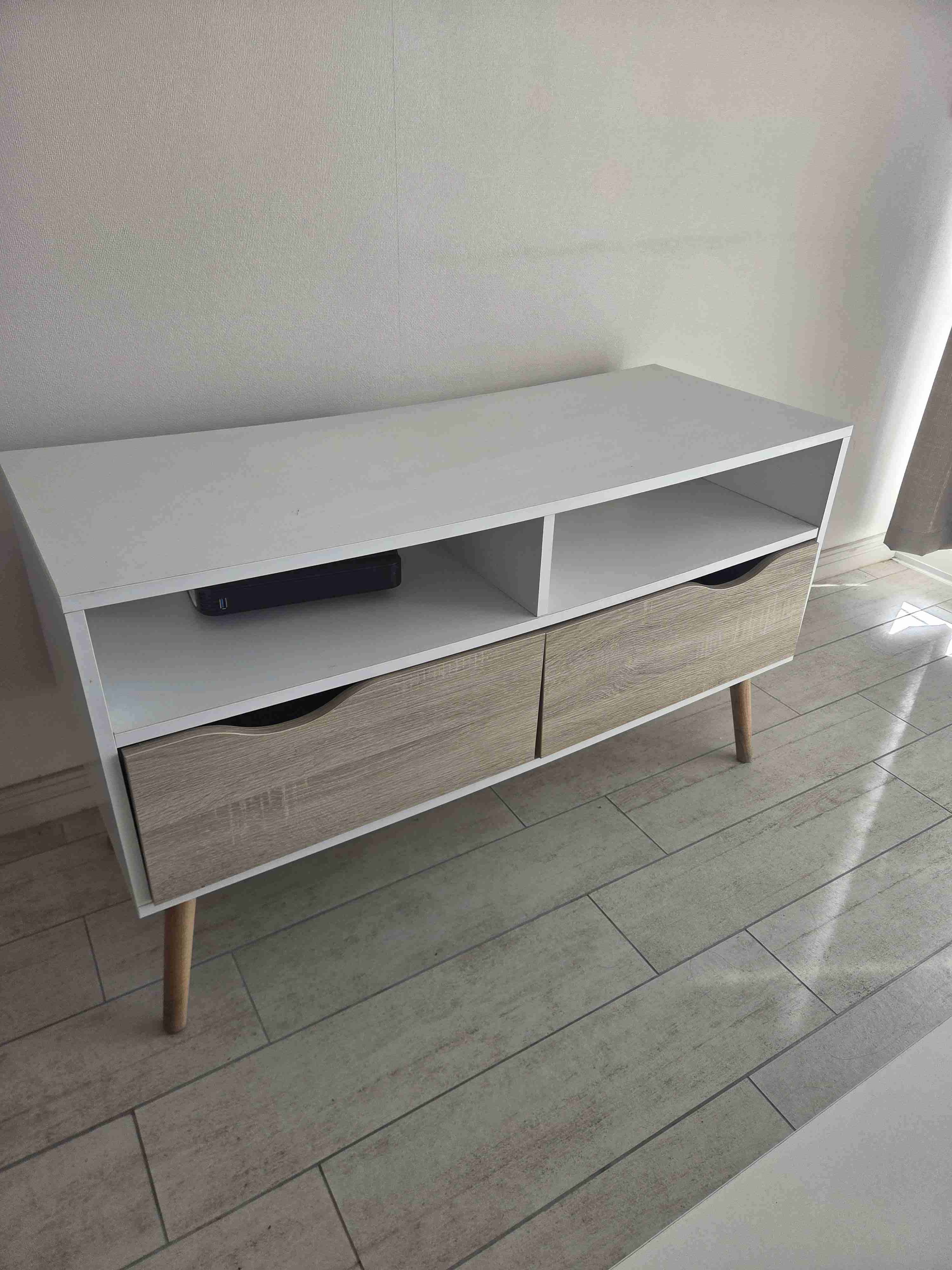 Mueble organizador blanco y madera - 3