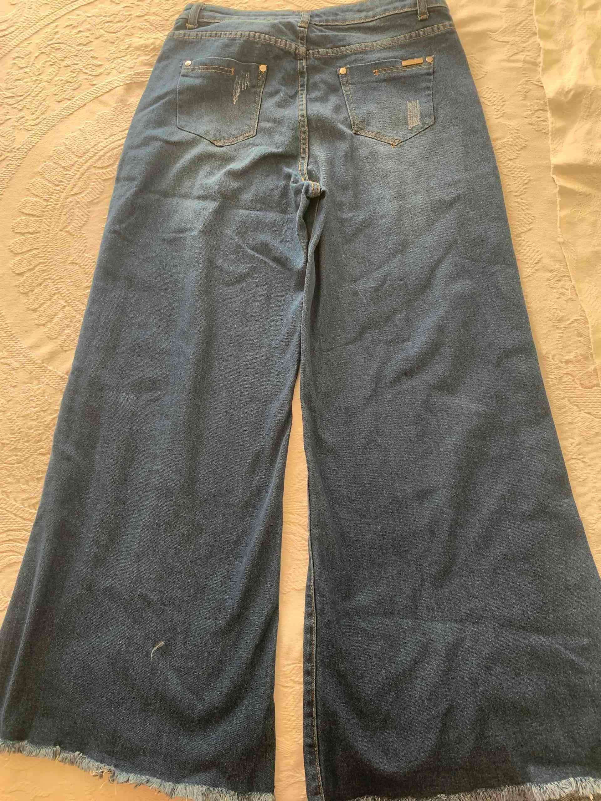 Jeans anchos azul con etiqueta - miniatura 2