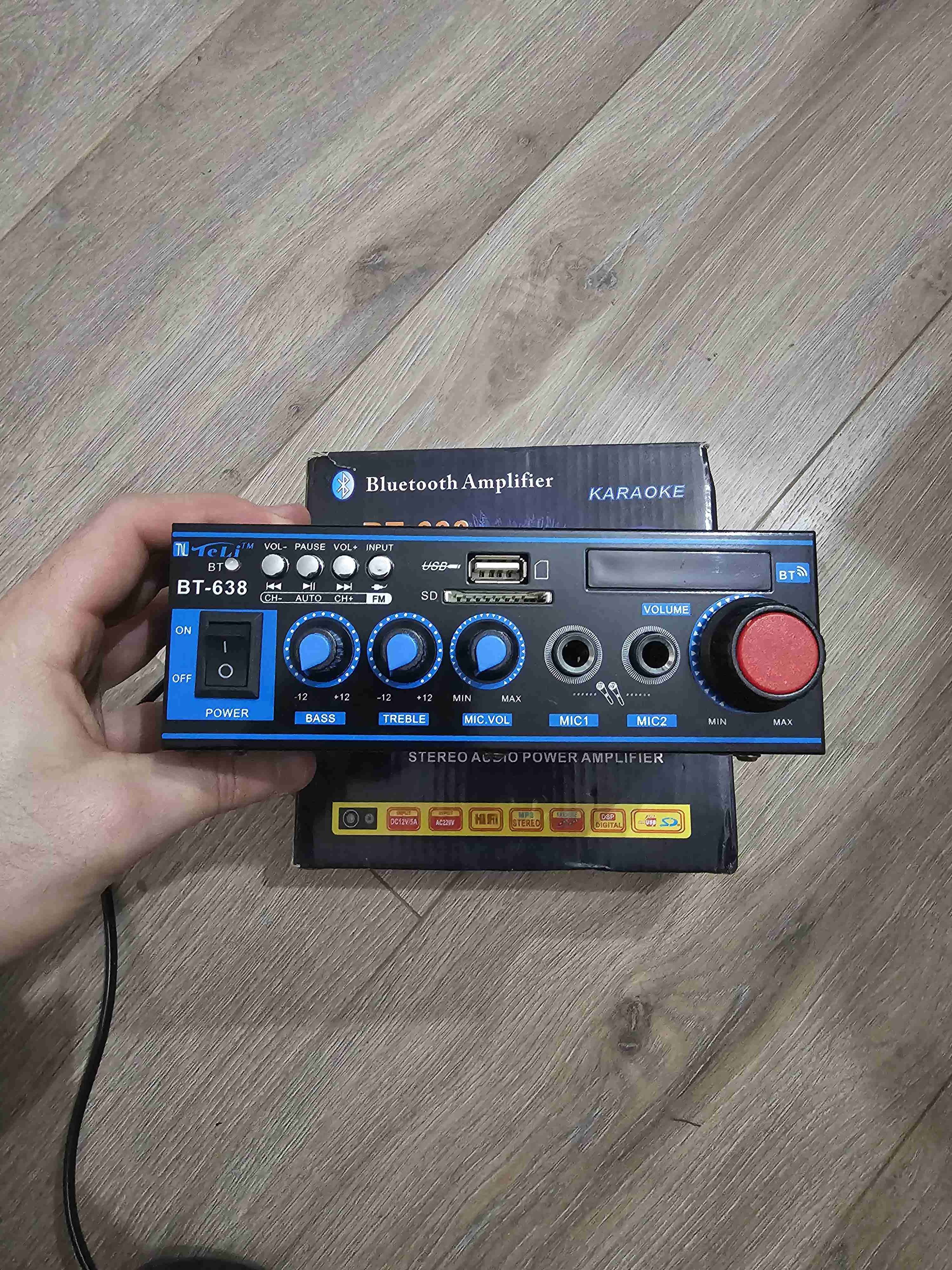 Amplificador Bluetooth Karaoke 12V y 220V  BT-638 - miniatura 2