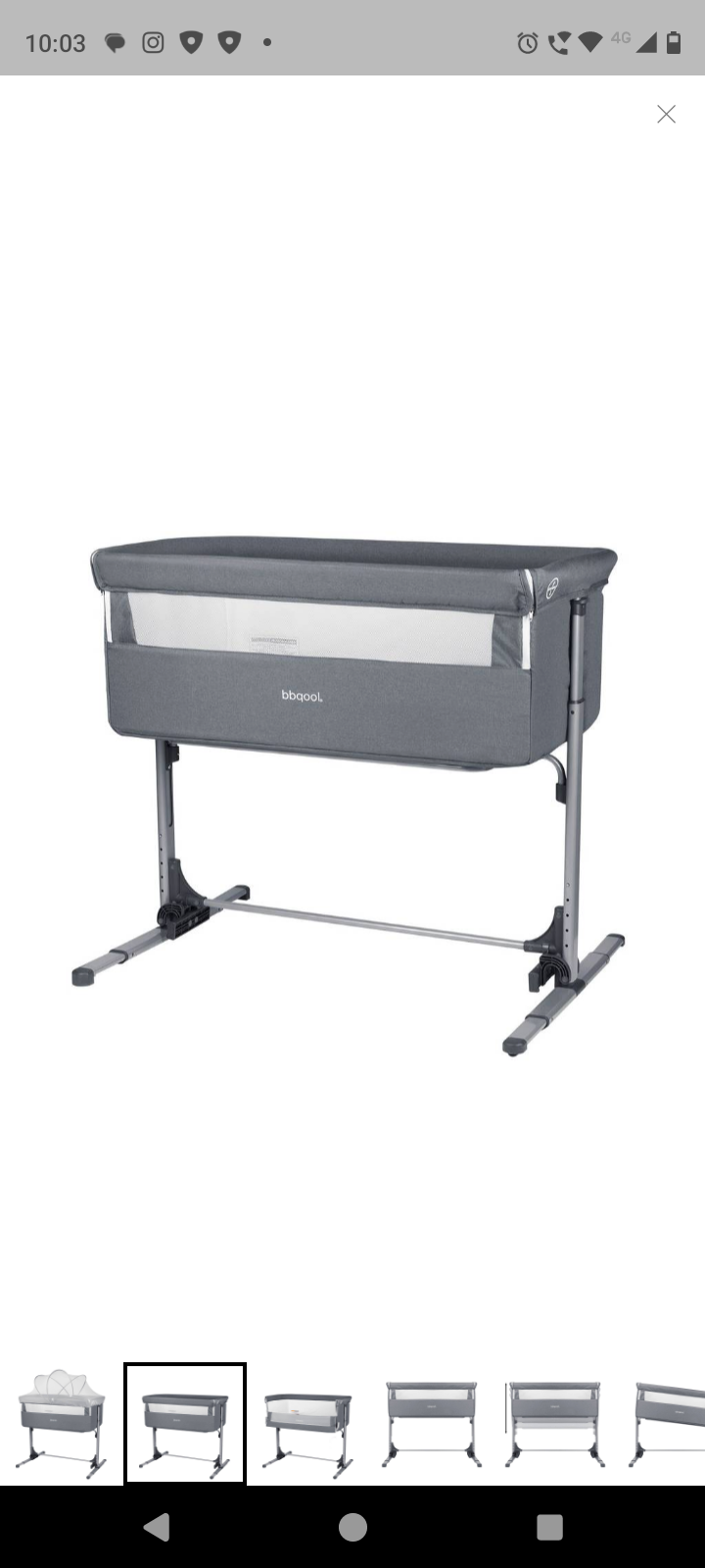 Cuna colecho gris plegable - 1