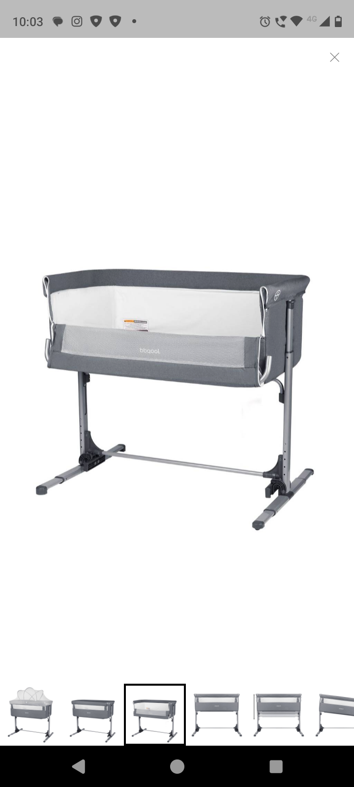 Cuna colecho gris plegable - 3