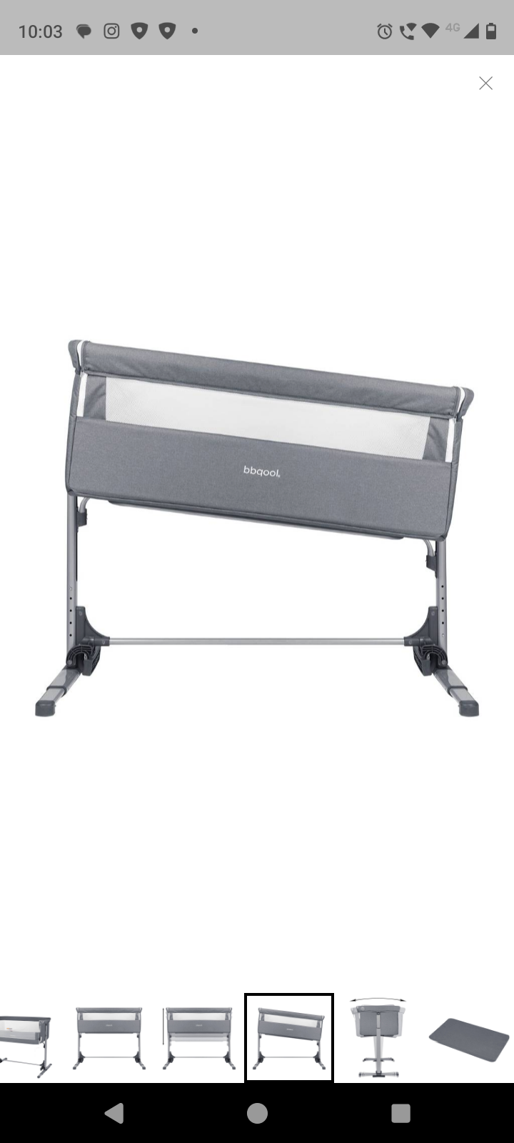 Cuna colecho gris plegable - 4