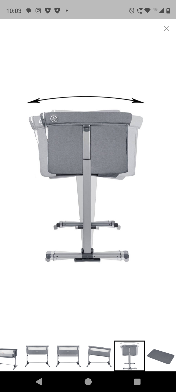 Cuna colecho gris plegable - 5