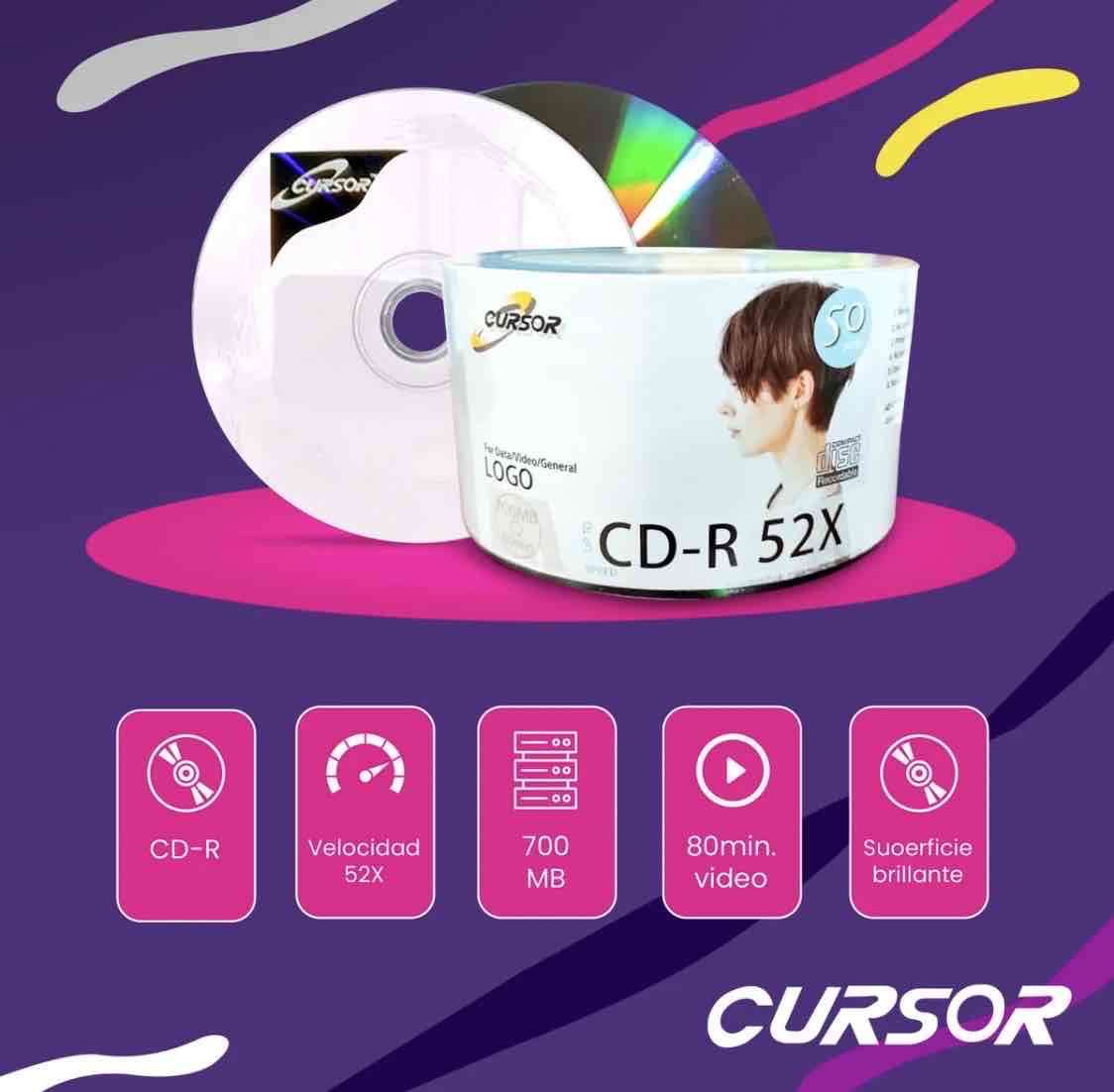 Pack de 50 CDs CD-R 52X Cursor - miniatura 2