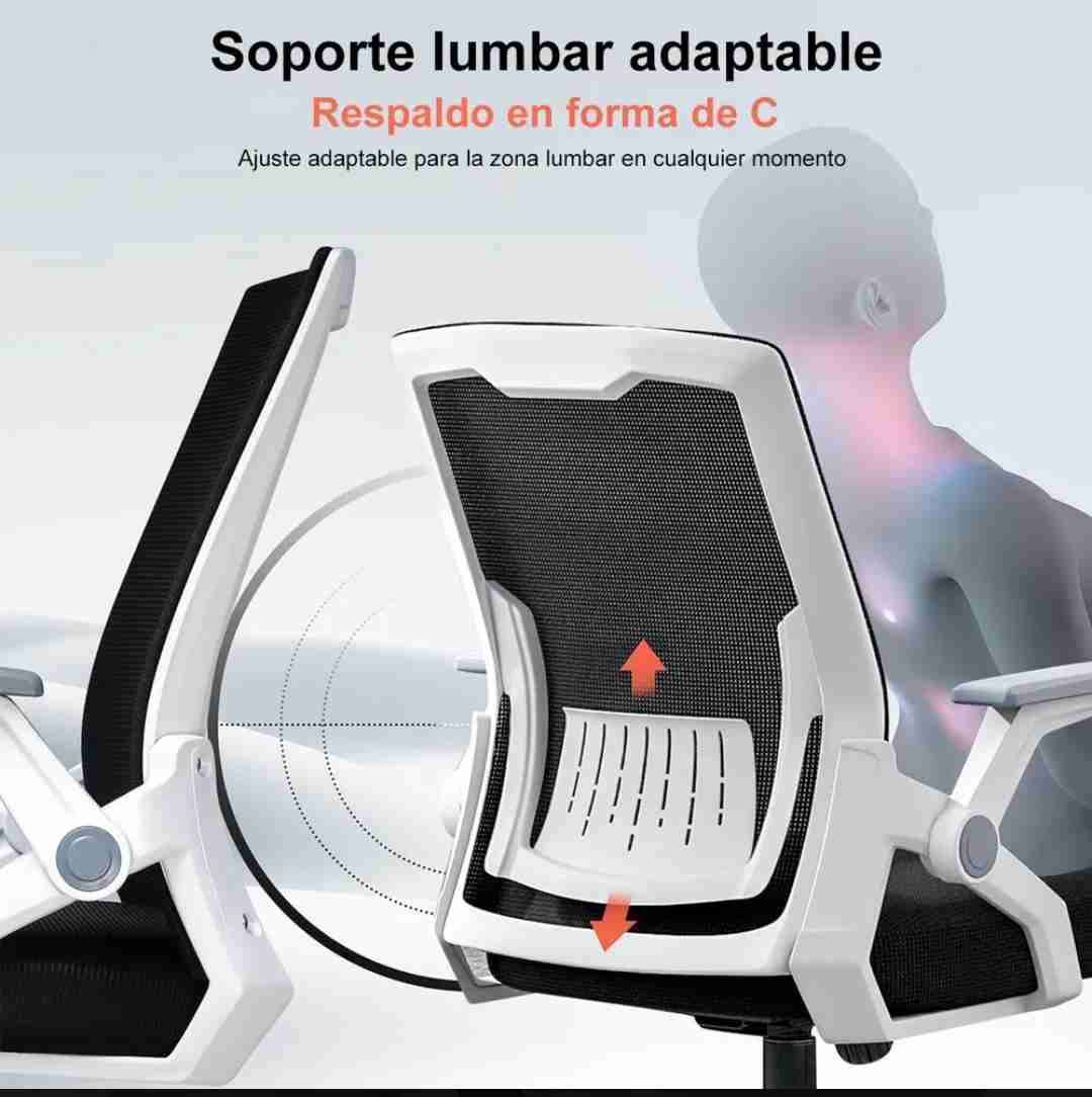 Silla ergonómica ajustable blanca - miniatura 2