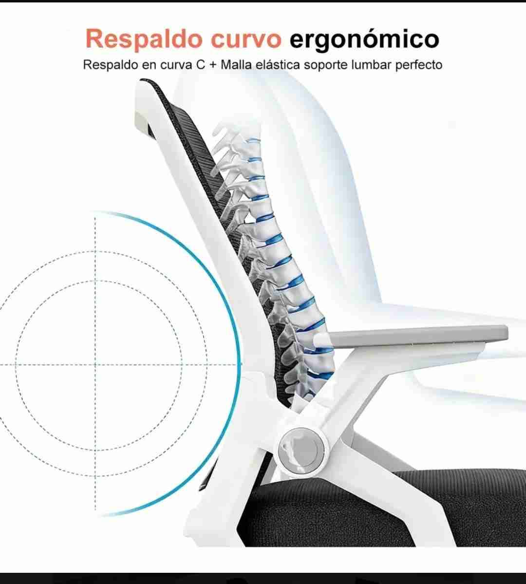 Silla ergonómica ajustable blanca - miniatura 3