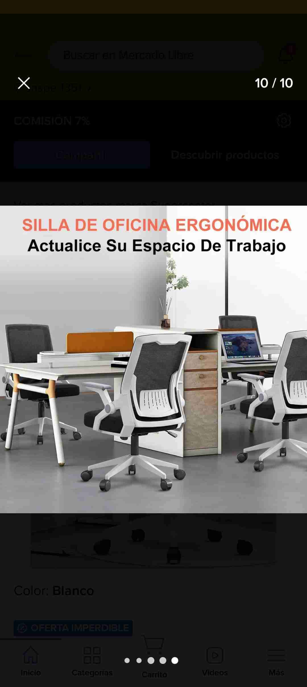 Silla ergonómica ajustable blanca - miniatura 4