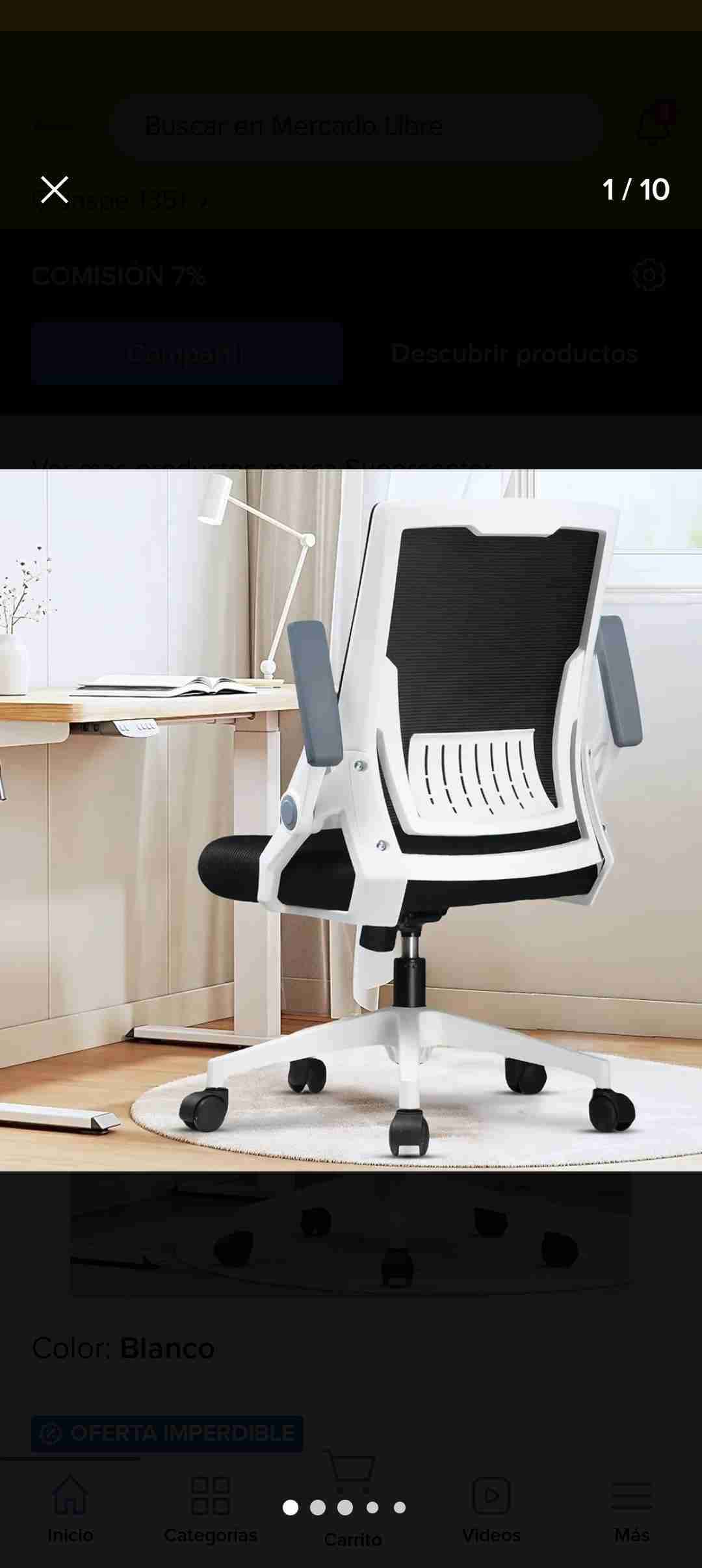 Silla ergonómica ajustable blanca - miniatura 6