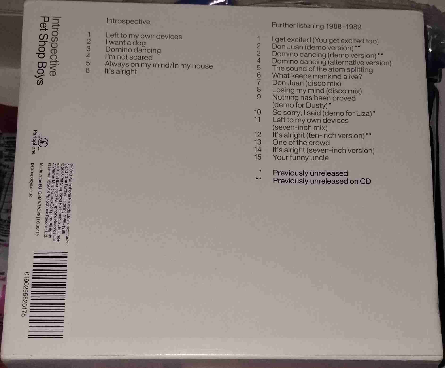 Pet PET SHOP BOYS - INTROSPECTIVE 2018 - CD DOBLE - miniatura 2