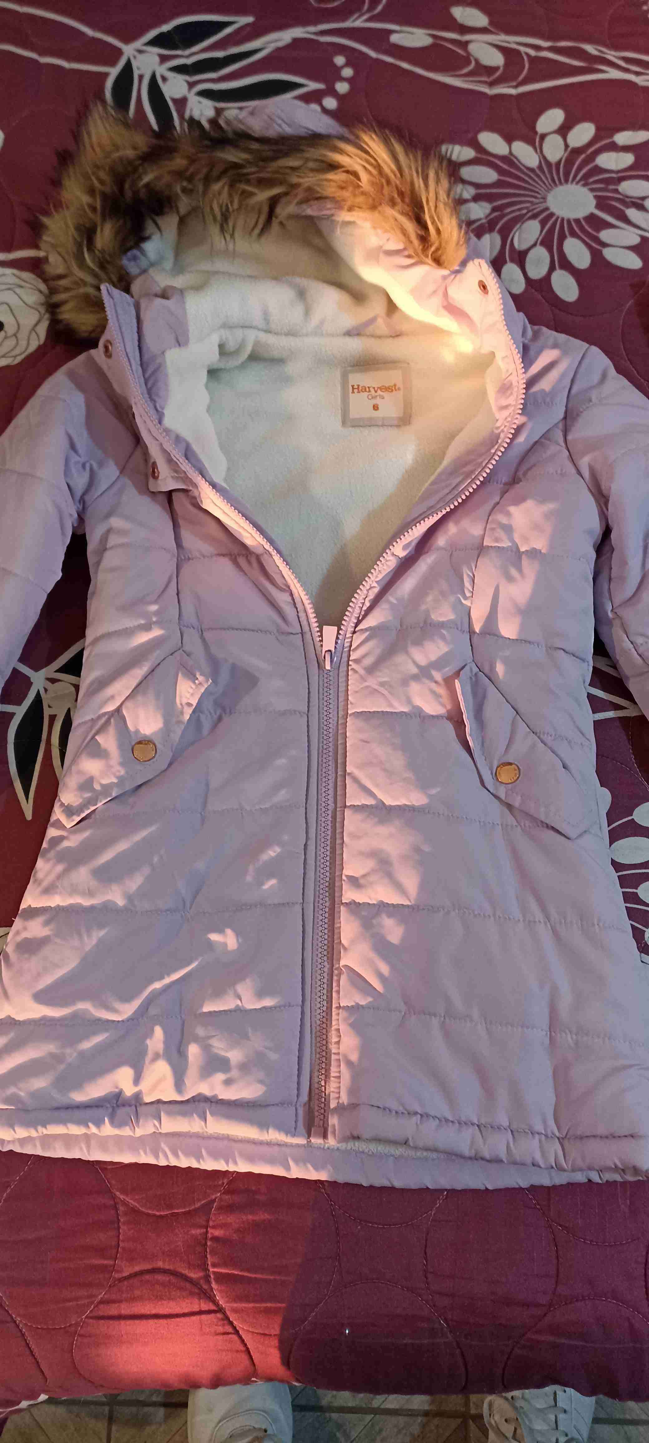 Parka lila con capucha de pelo - 1