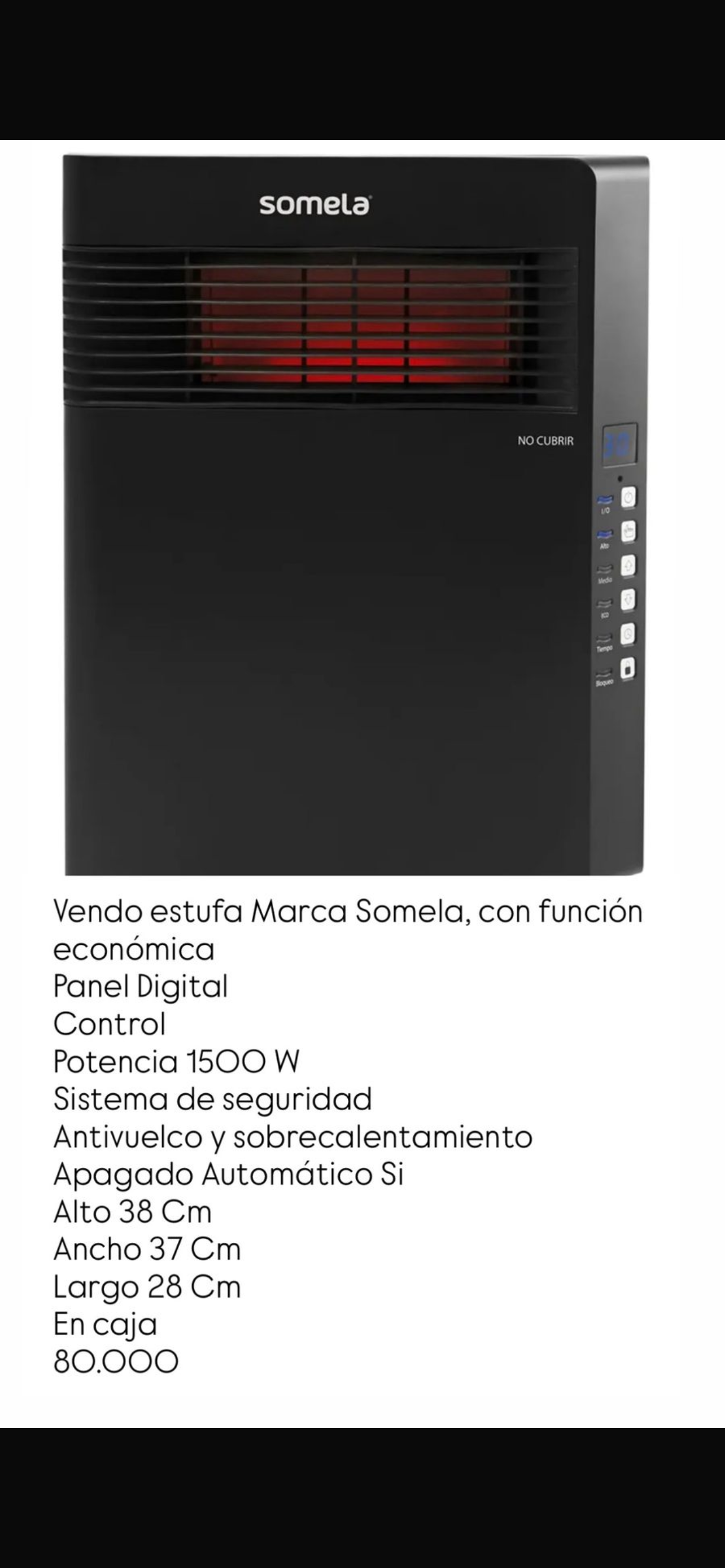 Calefactor eléctrico negro Somela - miniatura 2