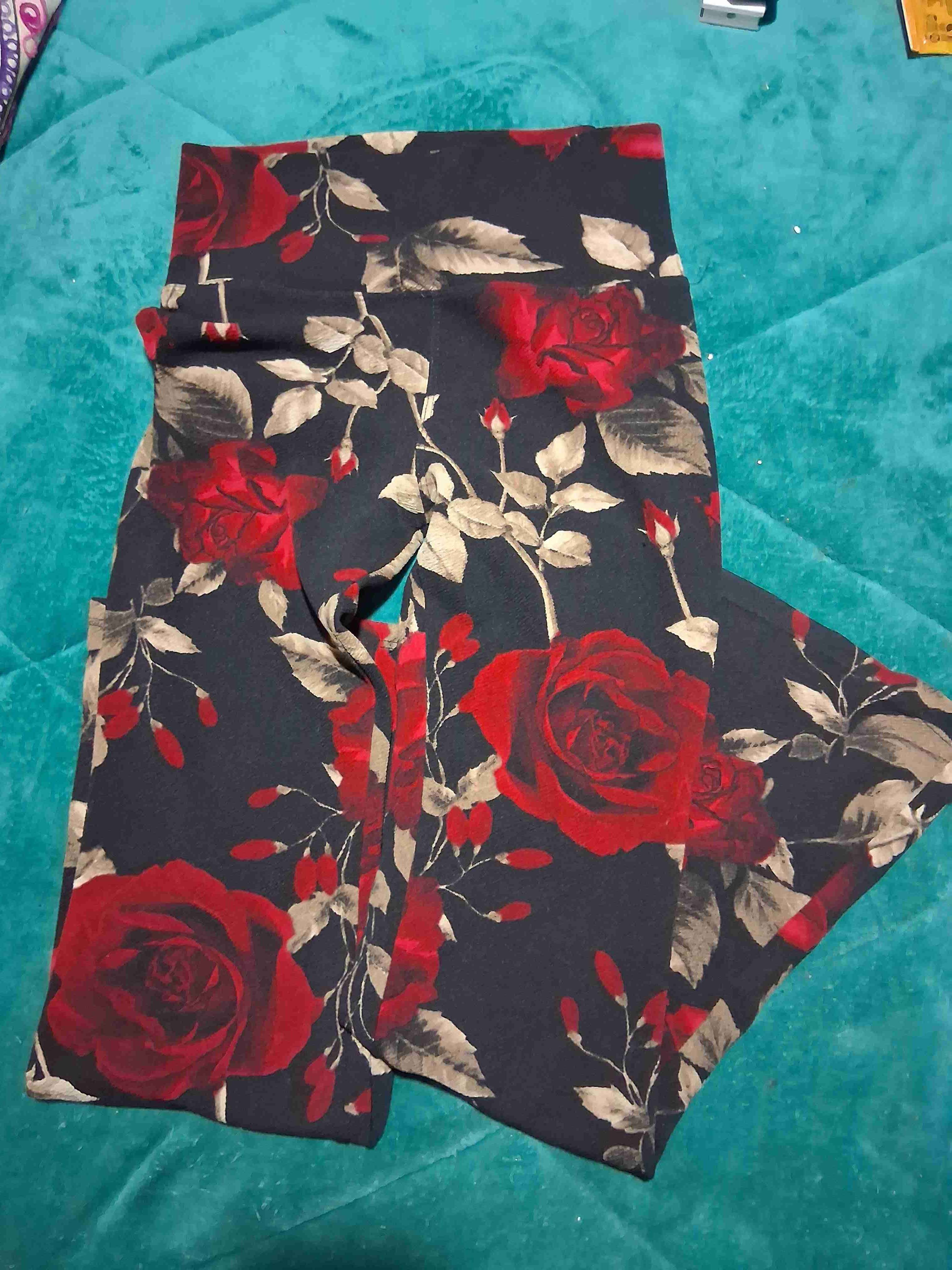 Leggings estampados con flores rojas - miniatura 2