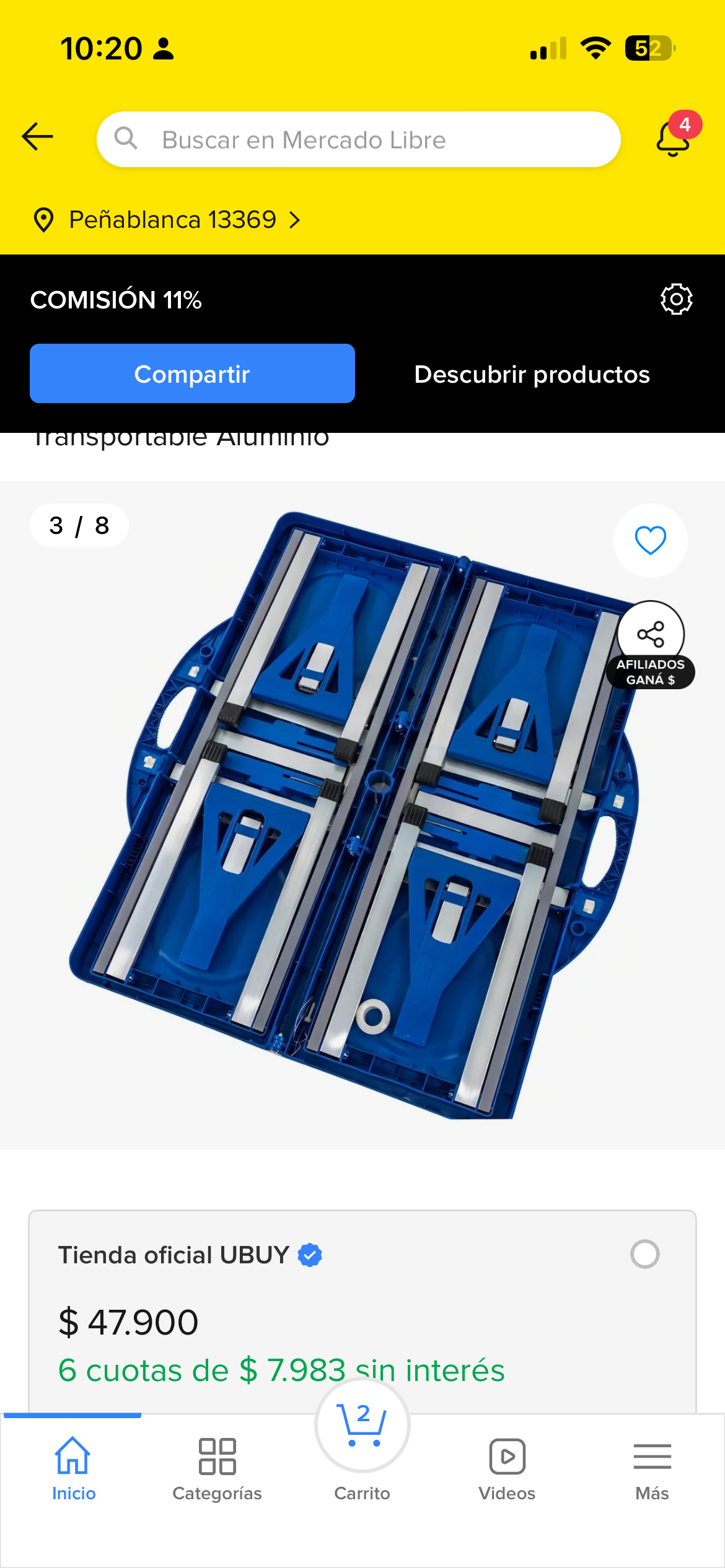 Mesa picnic plegable azul - miniatura 4