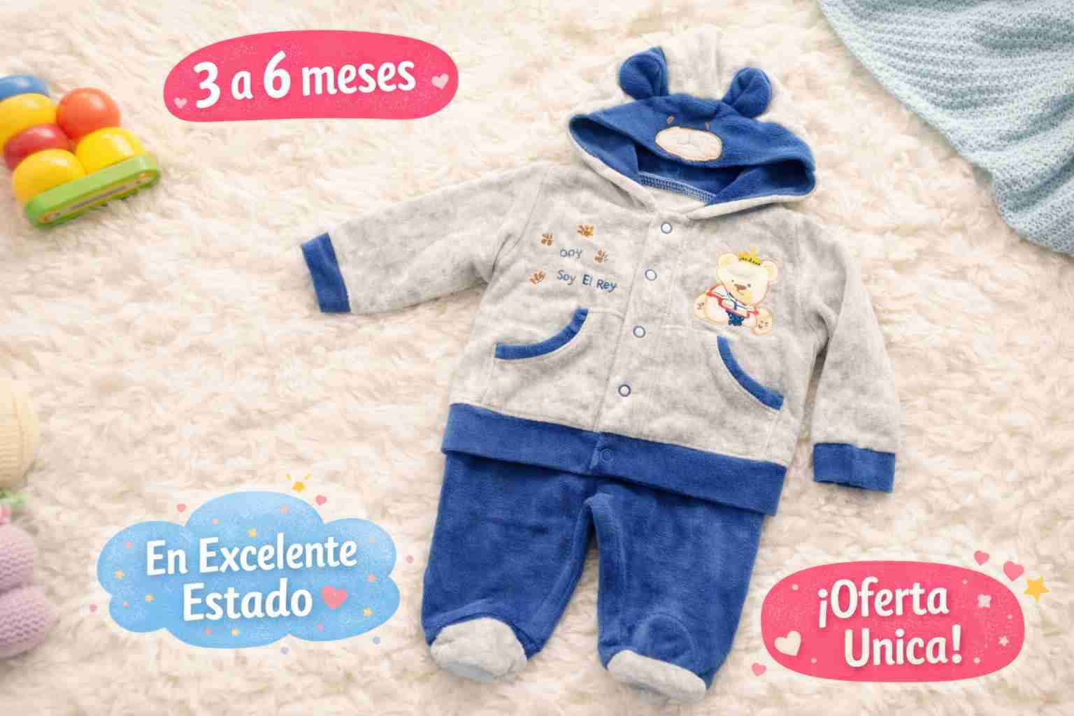 Pijama bebé gris con patrón - miniatura 4