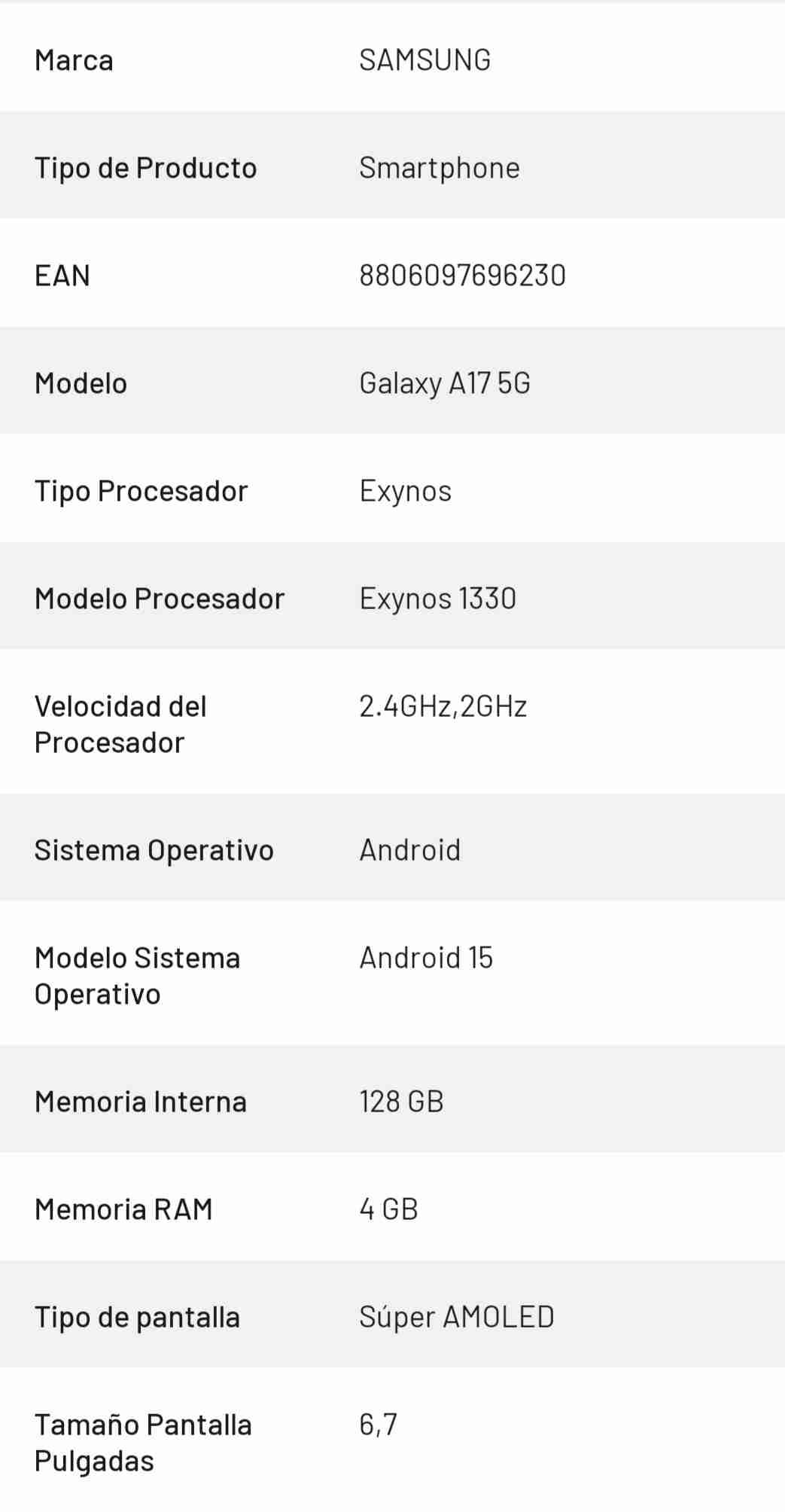 Smartphone Samsung Galaxy A17 5G 128GB - miniatura 2