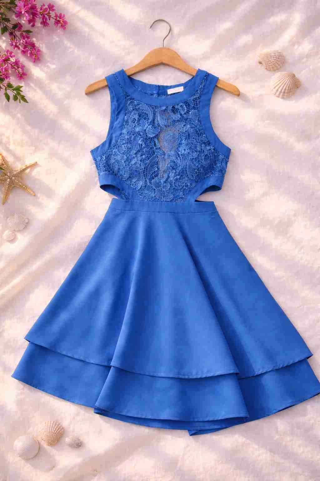 Vestido azul con encaje Studio F - miniatura 2