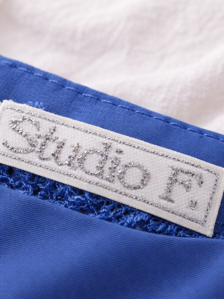 Vestido azul con encaje Studio F - miniatura 3