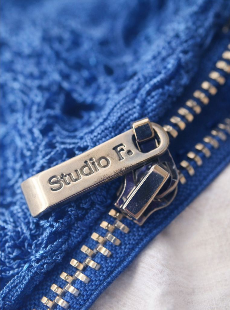 Vestido azul con encaje Studio F - miniatura 4