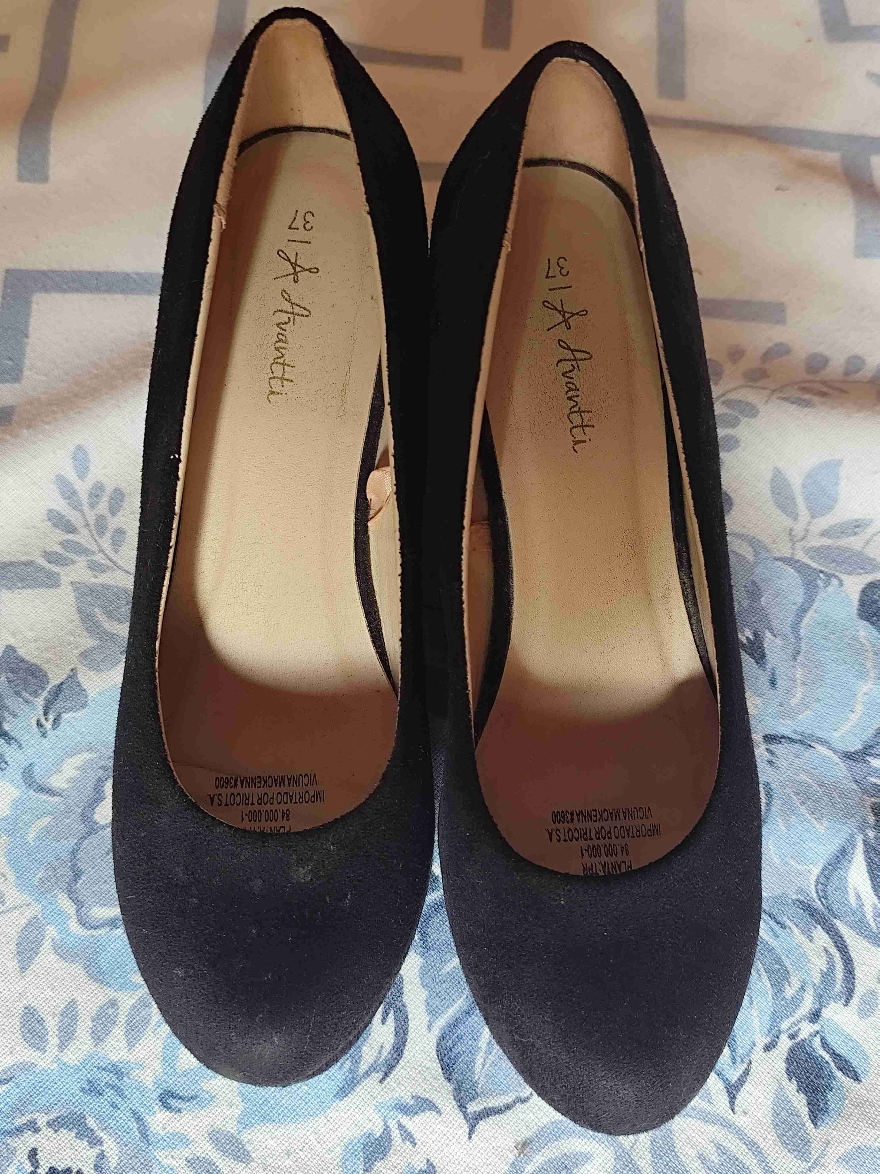 Zapatos gamusa de plataforma baja negro - miniatura 2