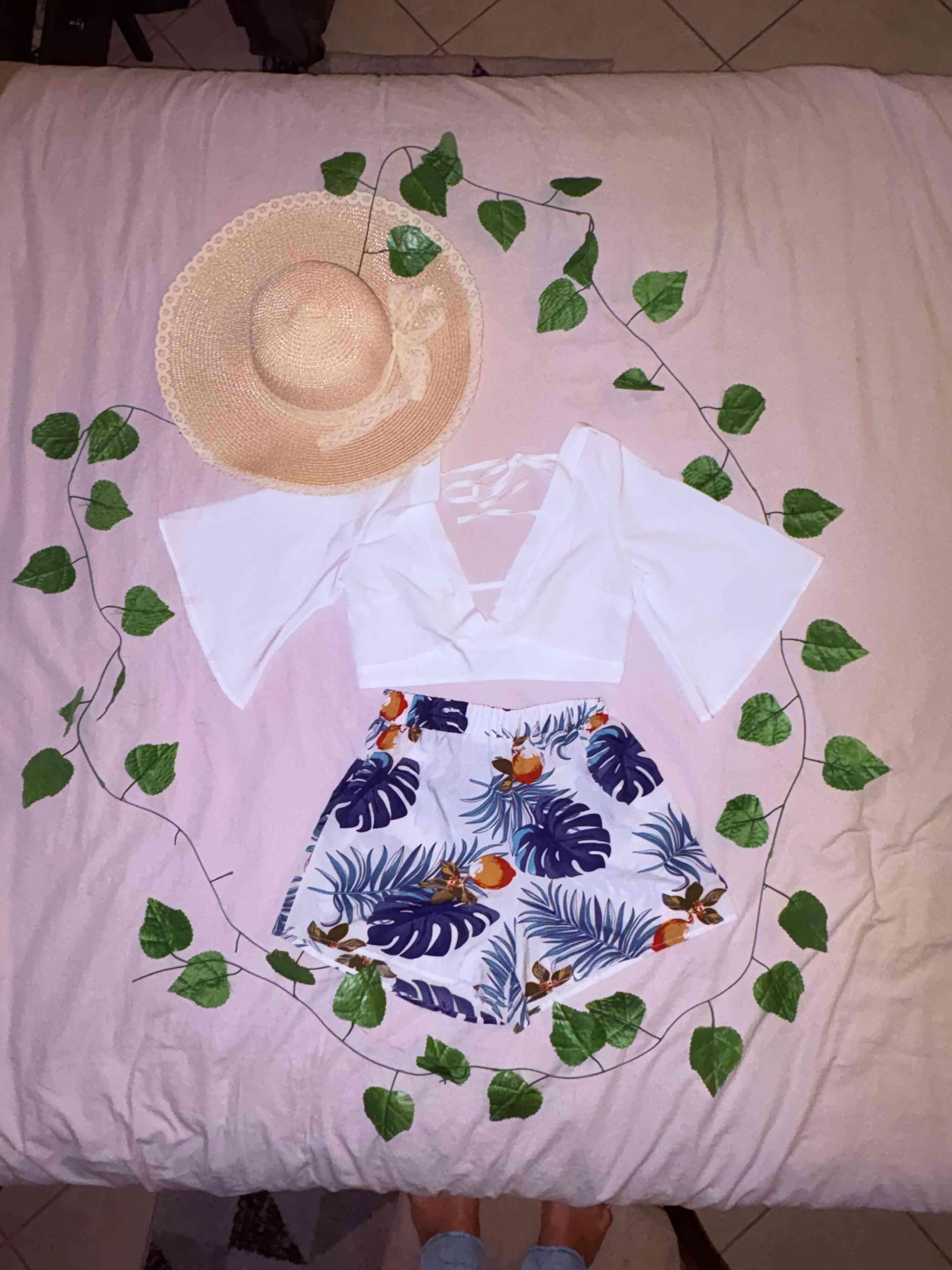 Conjunto floral blanco y lila - 2