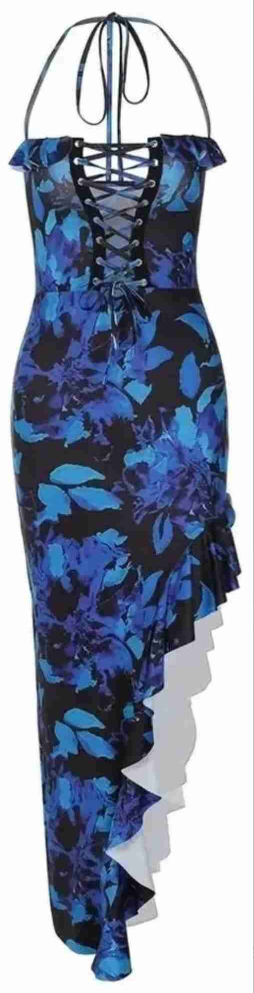 Vestido azul largo de fiesta - miniatura 3