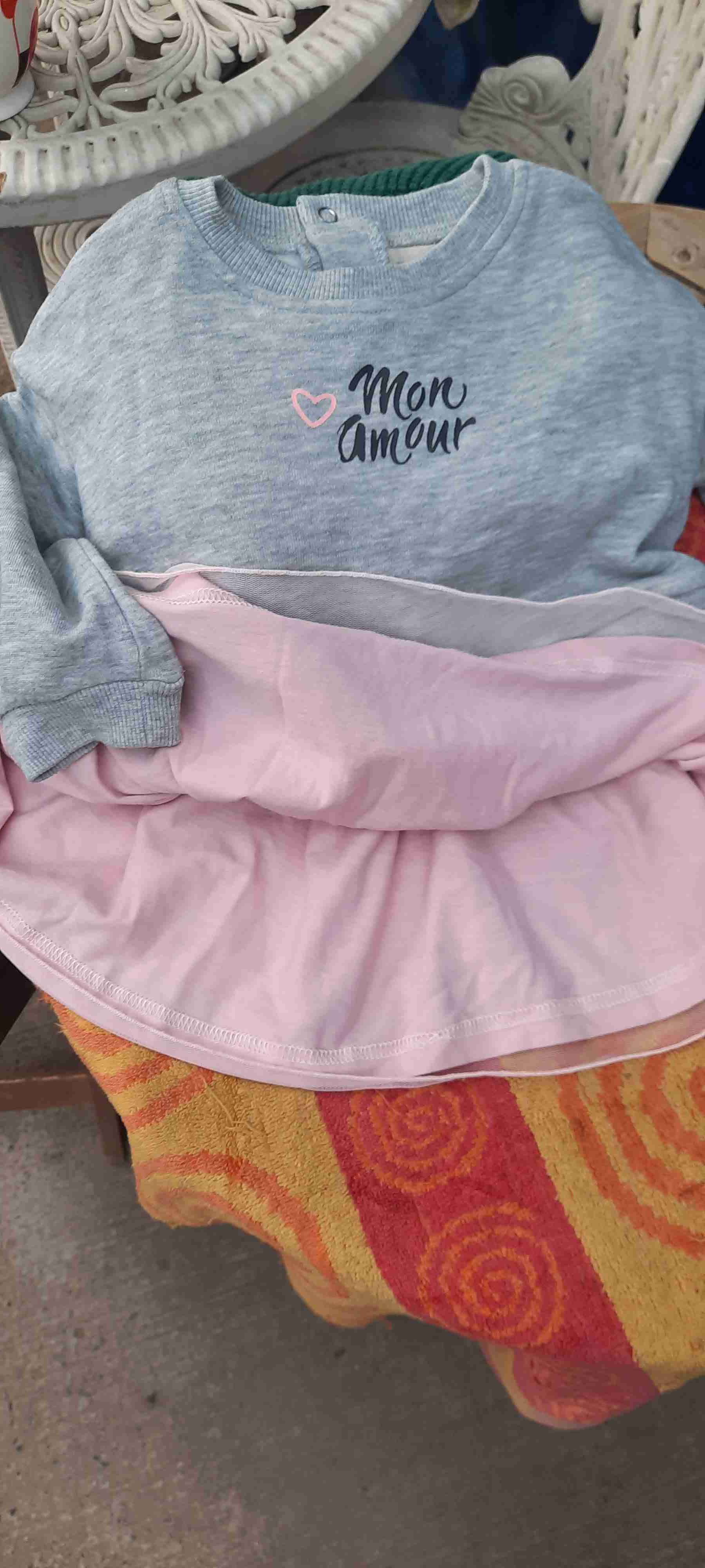 Vestido infantil gris y rosado - miniatura 3