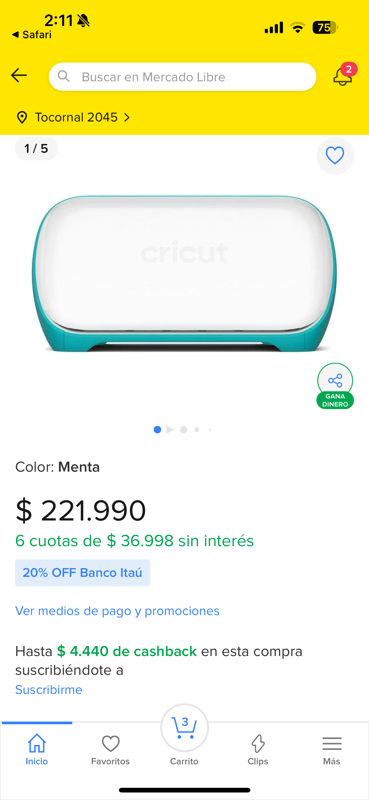 Máquina de corte Cricut Joy menta
