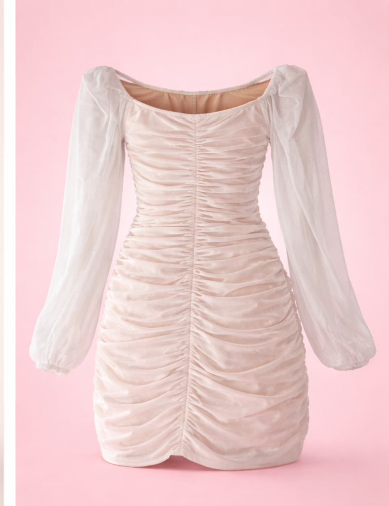 Vestido blanco ajustado con mangas - miniatura 1