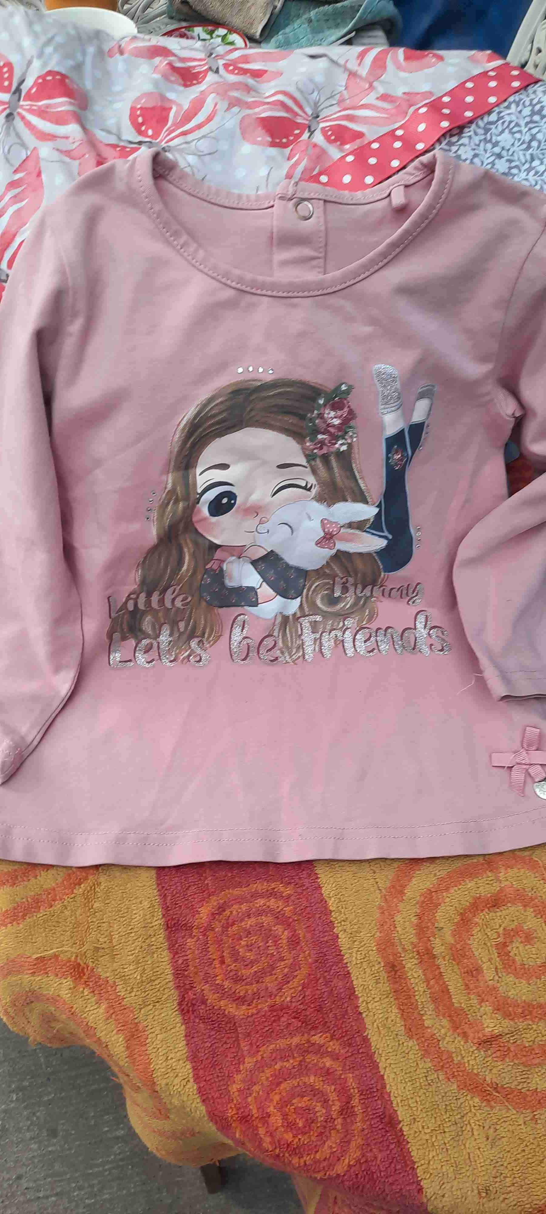 Polera rosada  manga larga con diseño infantil - miniatura 1