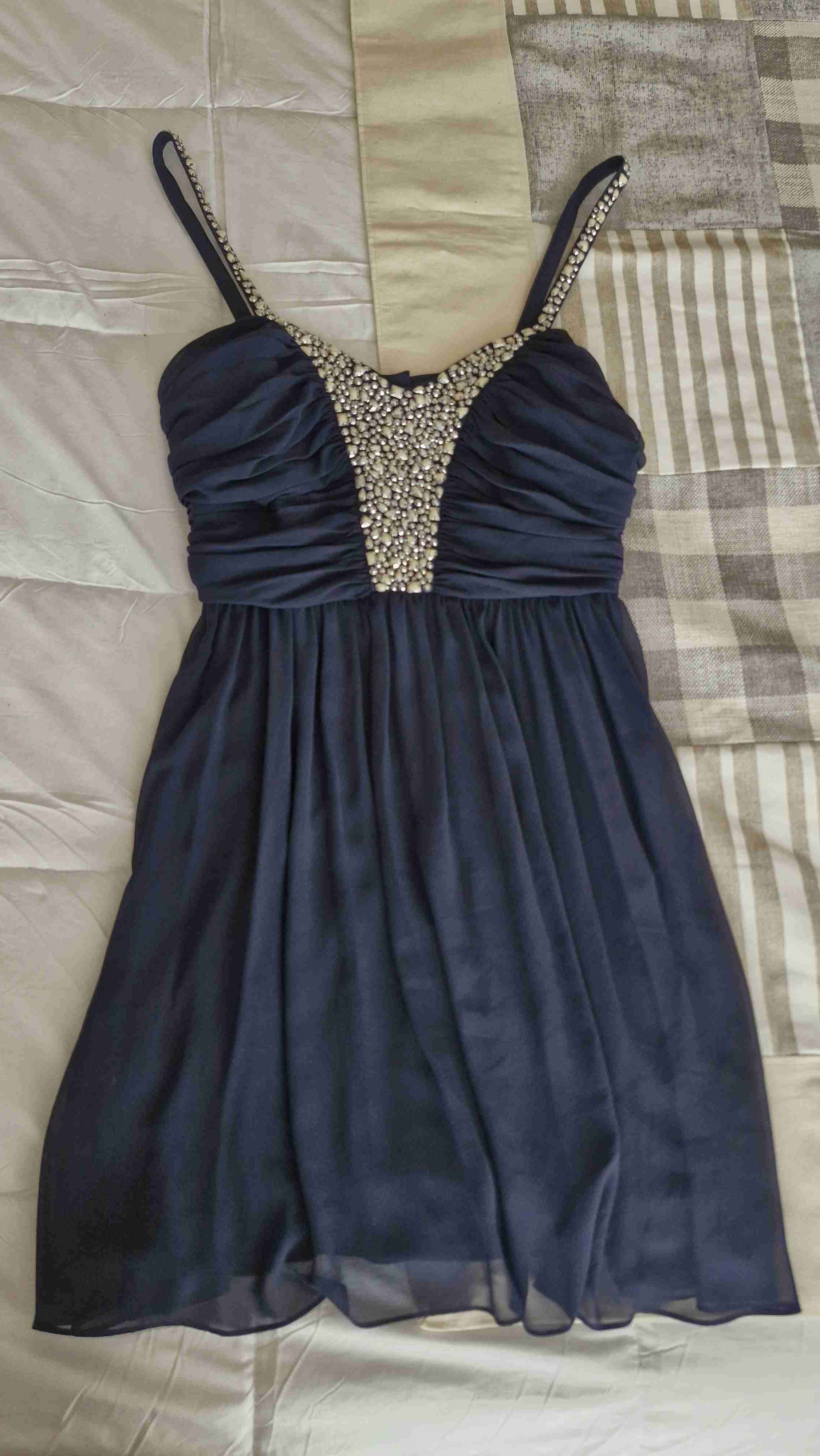 Vestido azul con pedrería - 1