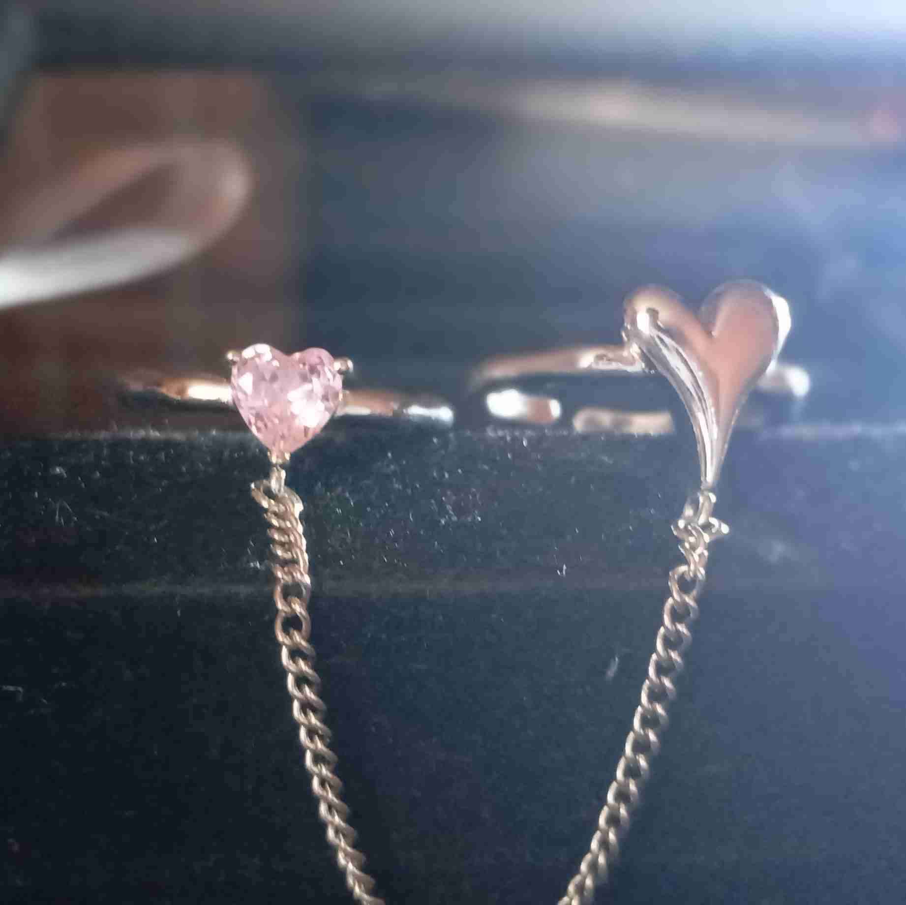 Anillos dobles con corazón ajustable
