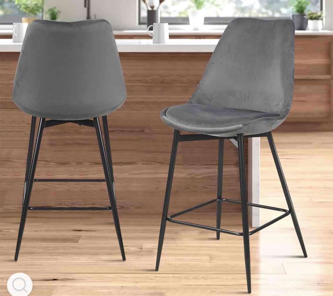 Silla alta de terciopelo gris (PACK 2) - 2