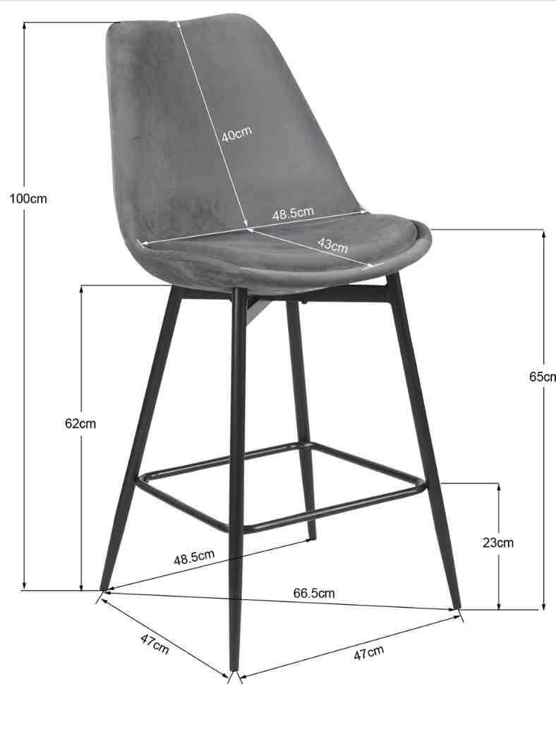 Silla alta de terciopelo gris (PACK 2) - 3