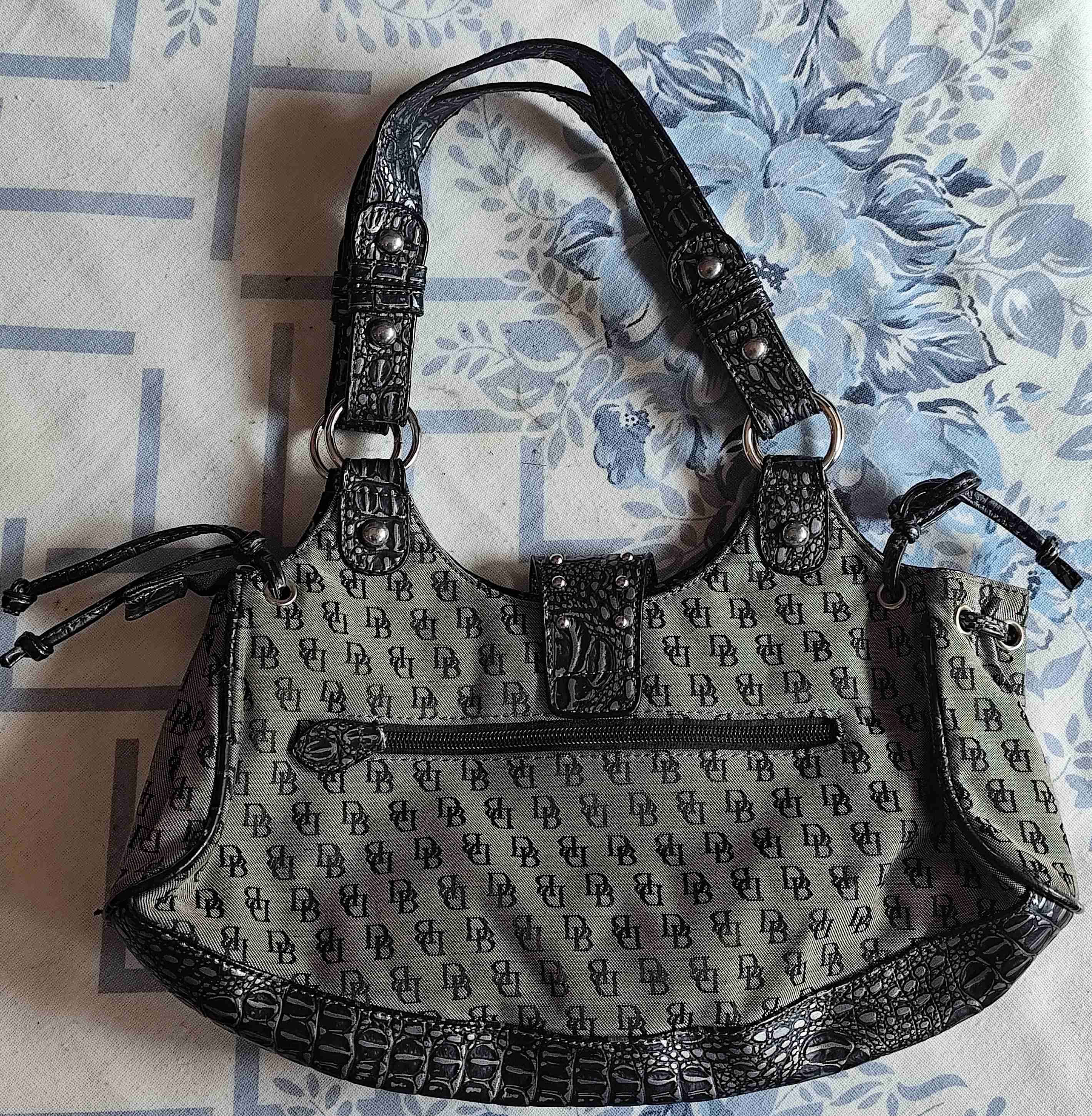 Bolso de mano gris y negro - miniatura 2