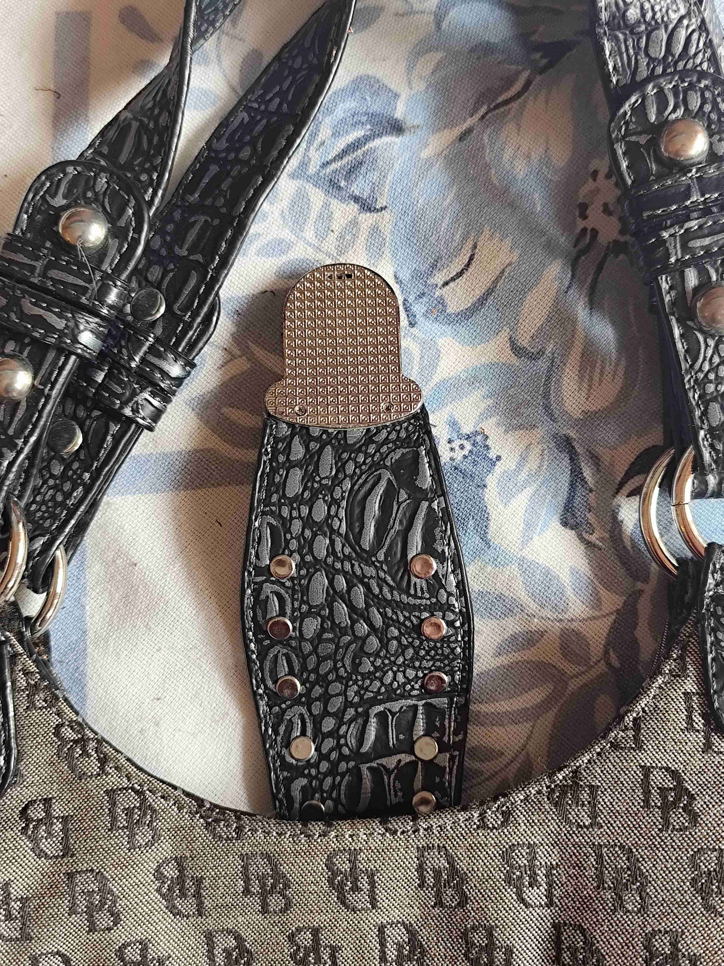 Bolso de mano gris y negro - miniatura 3