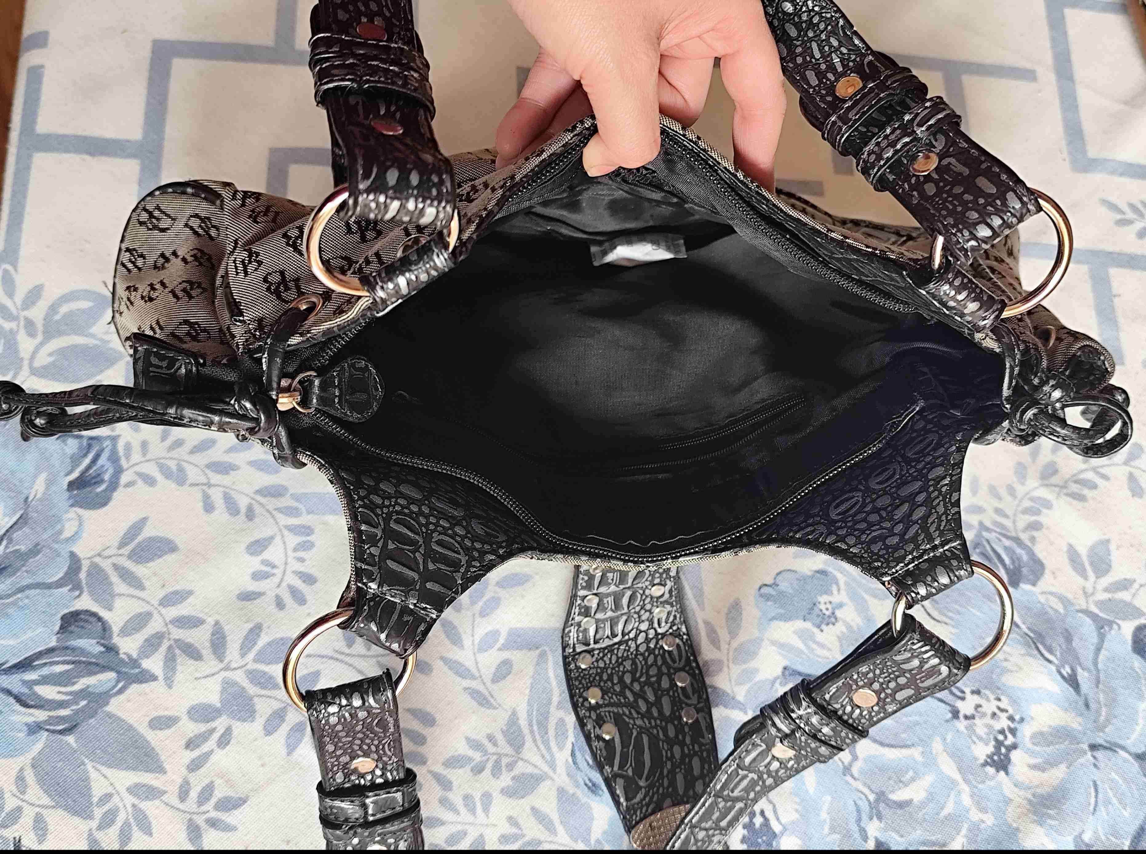 Bolso de mano gris y negro - miniatura 4