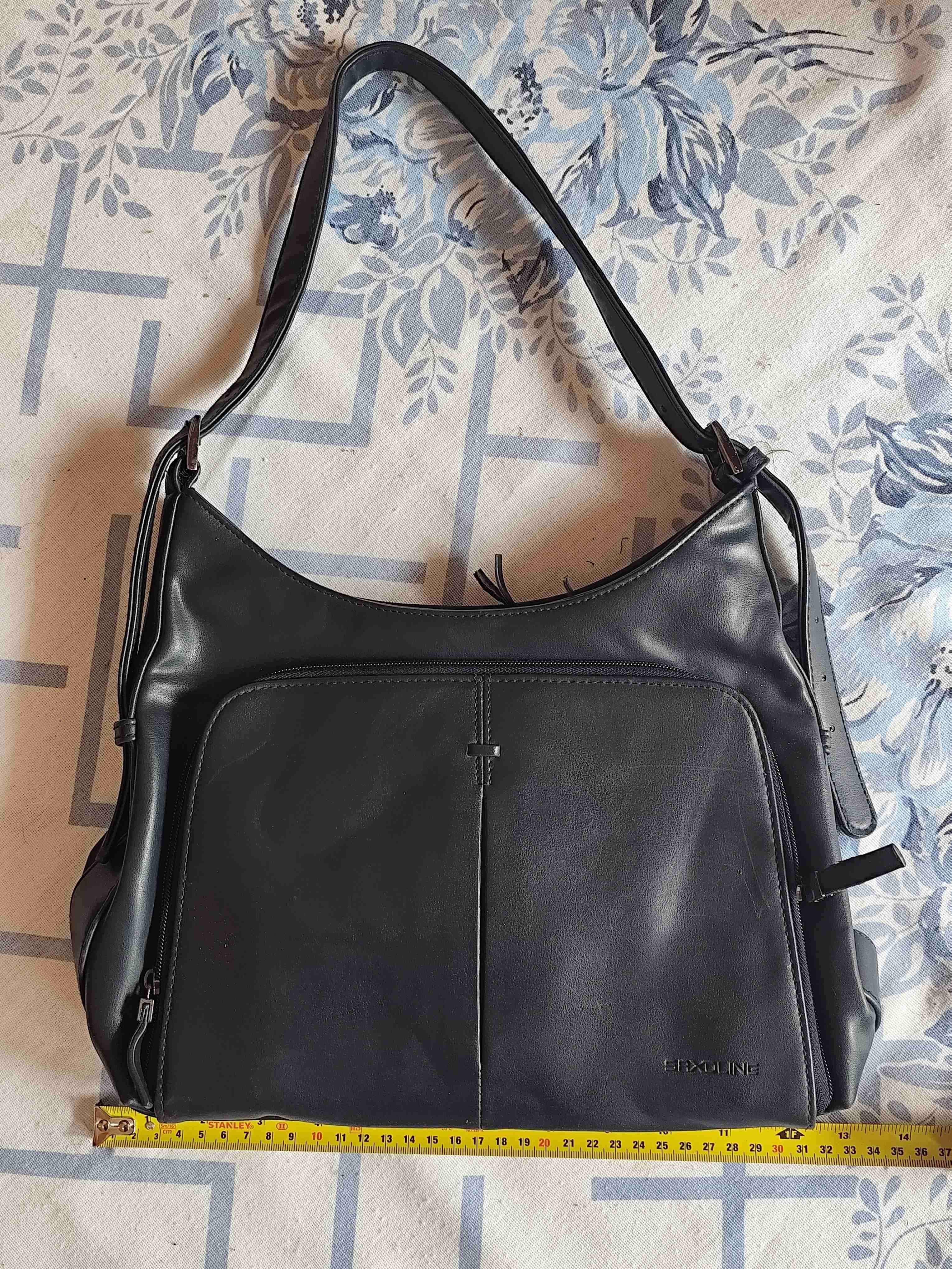 Bolso de mano azul marino de cuero elegante - 1