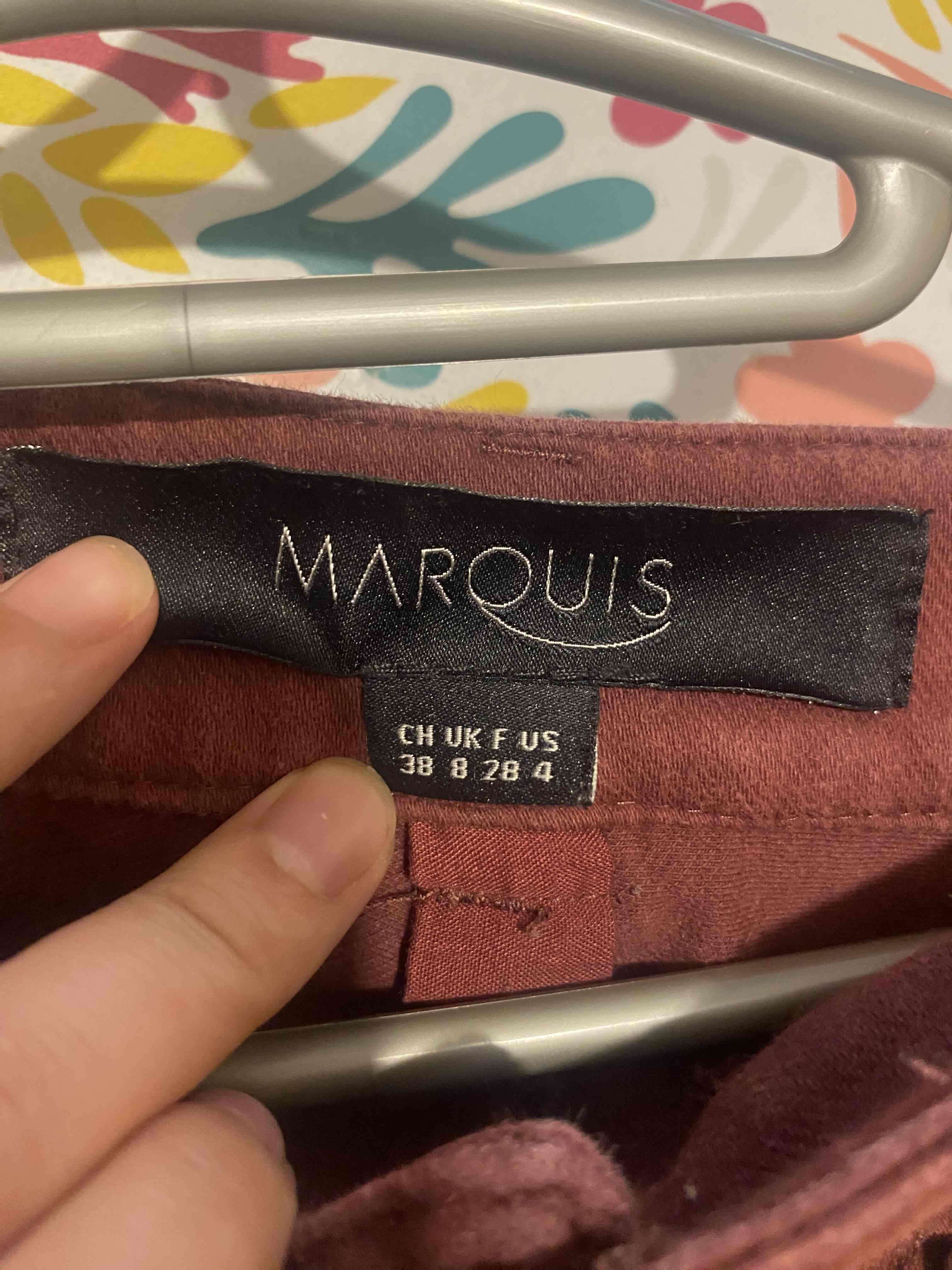 Pantalones burdeo con cierres - miniatura 3