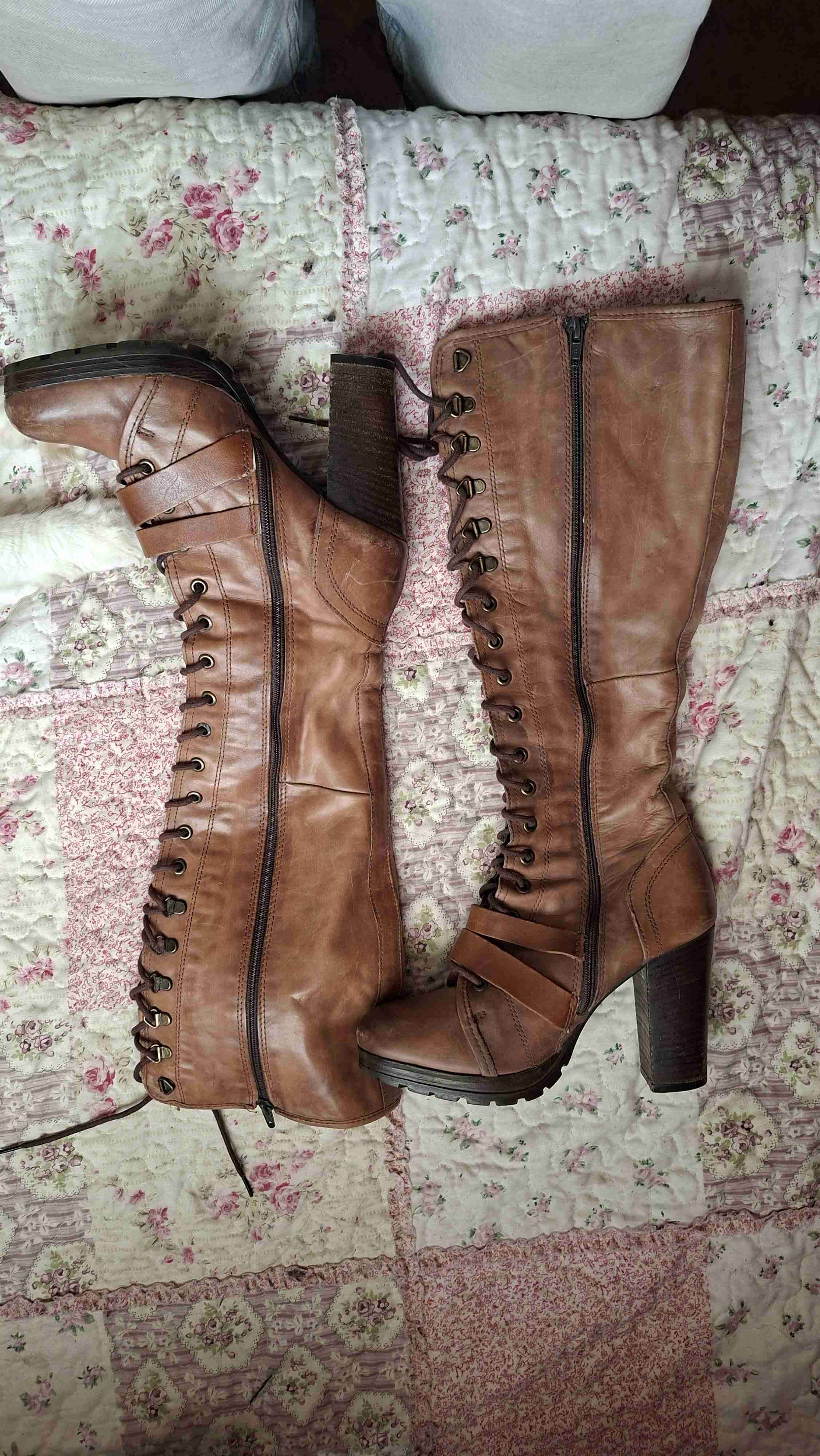 Bota alta cuero marrón con hebillas - miniatura 3