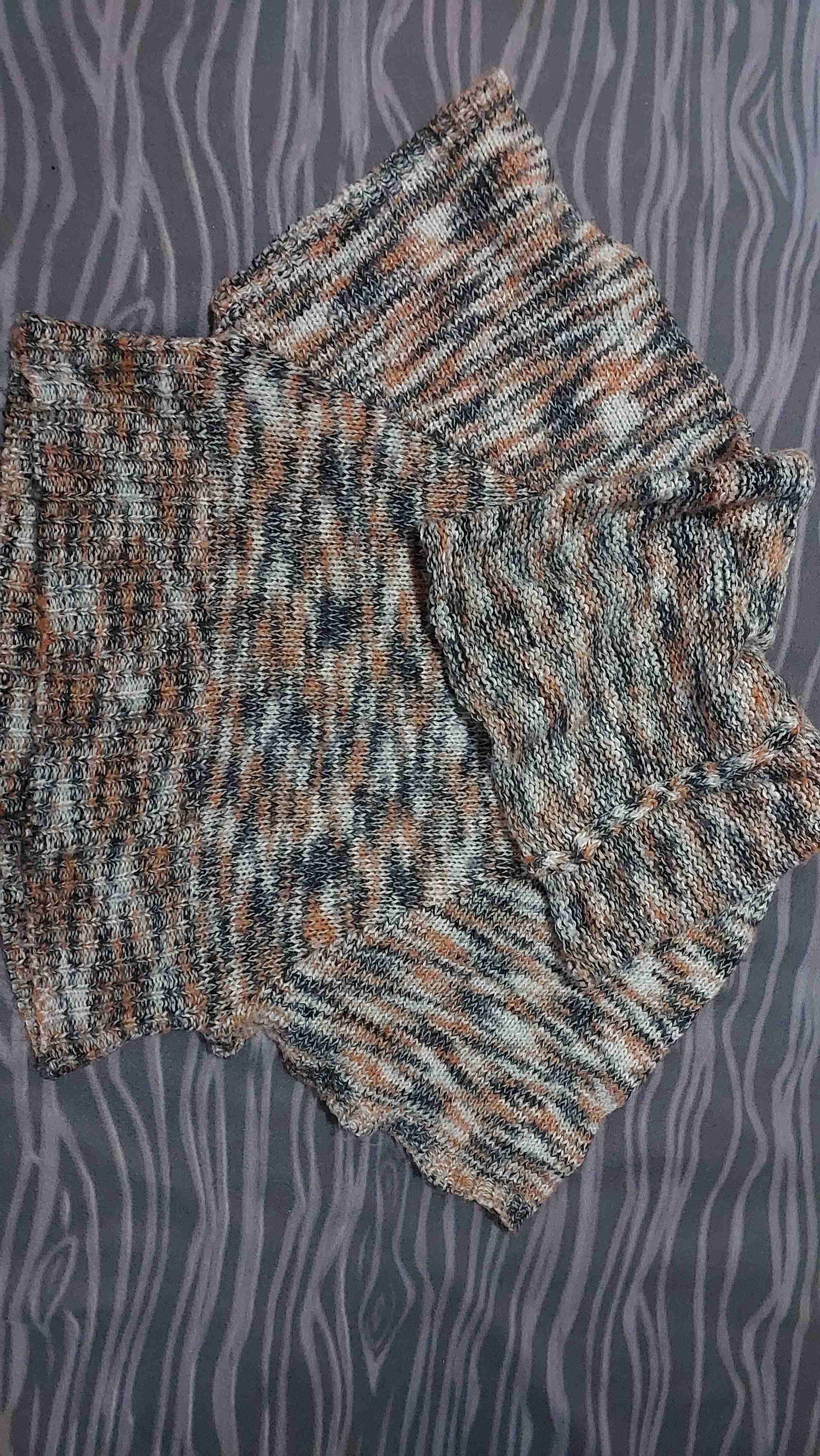 Poncho tejido multicolor artesanal - miniatura 1