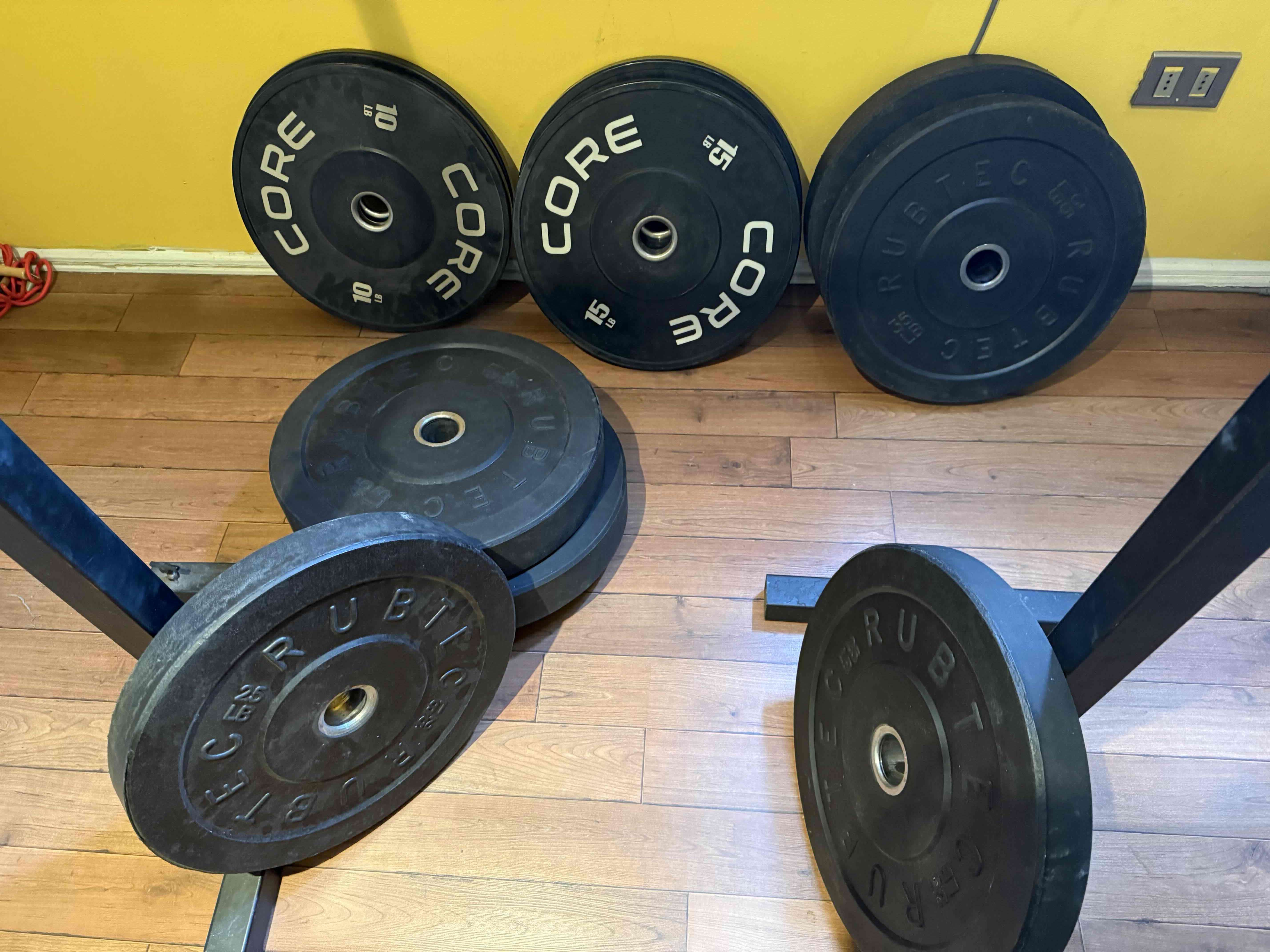 Set de discos + Barra Olímpica + Rack - miniatura 4