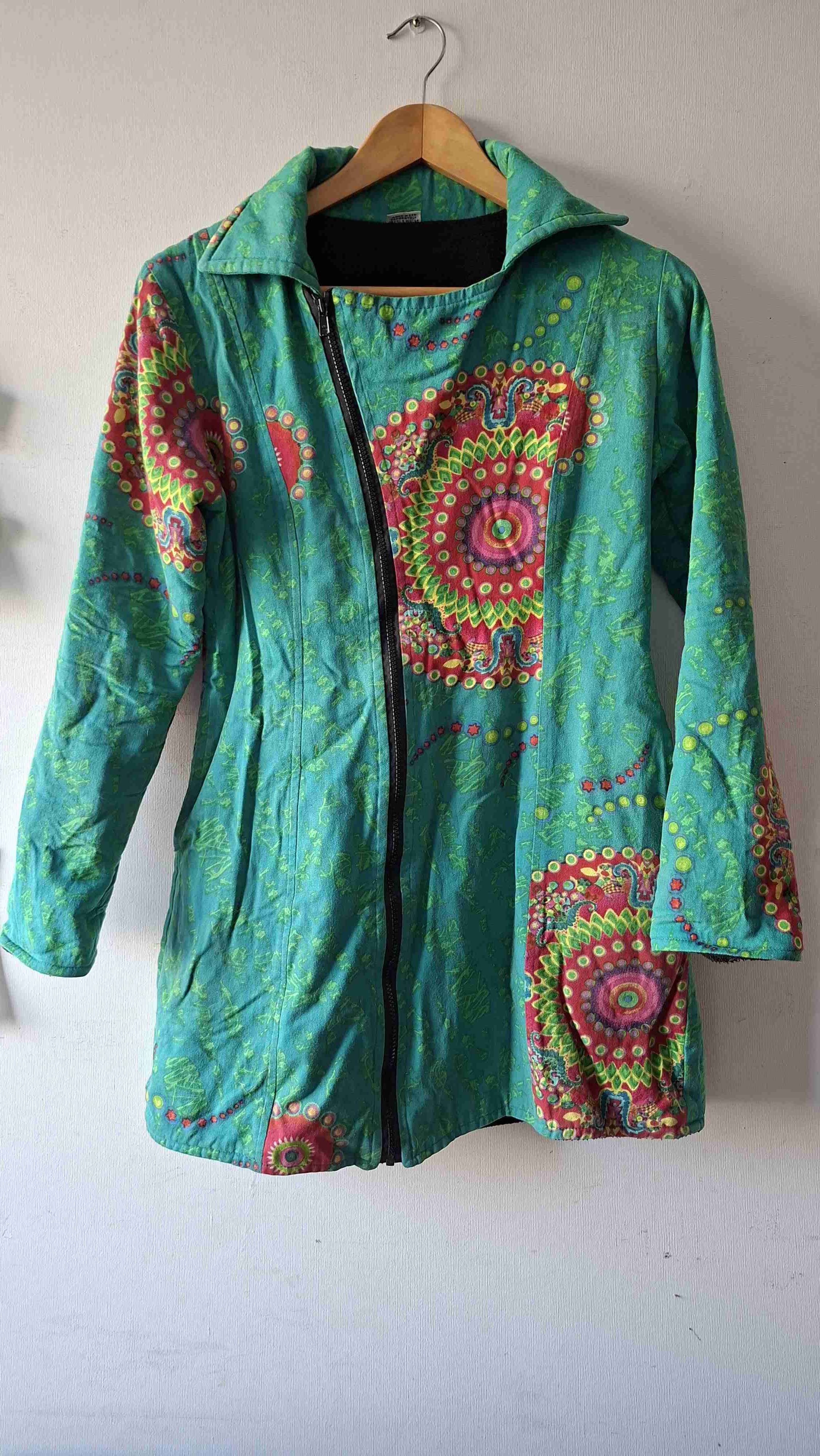 Abrigo estampado turquesa de la India - 1