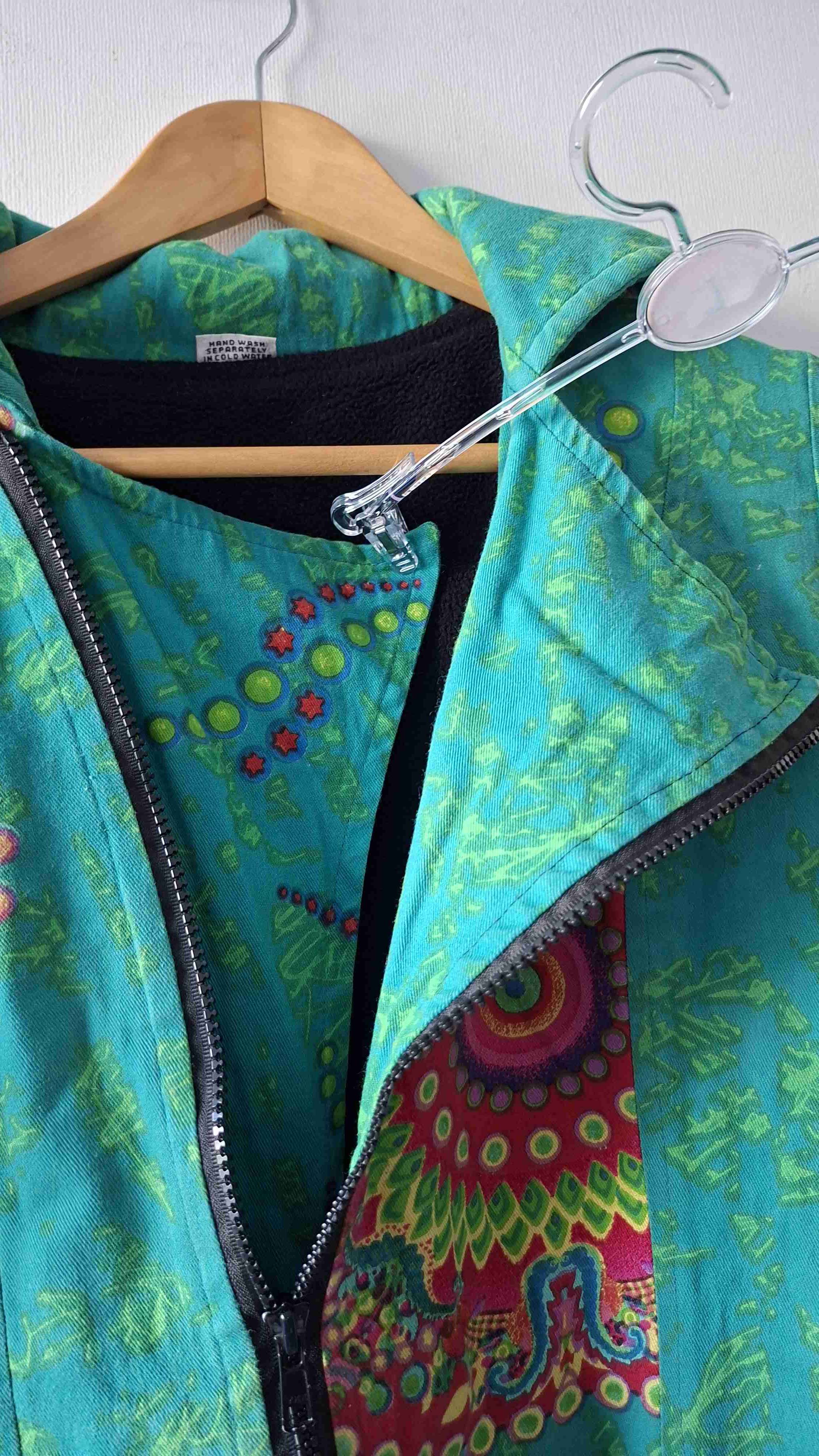 Abrigo estampado turquesa de la India - 5