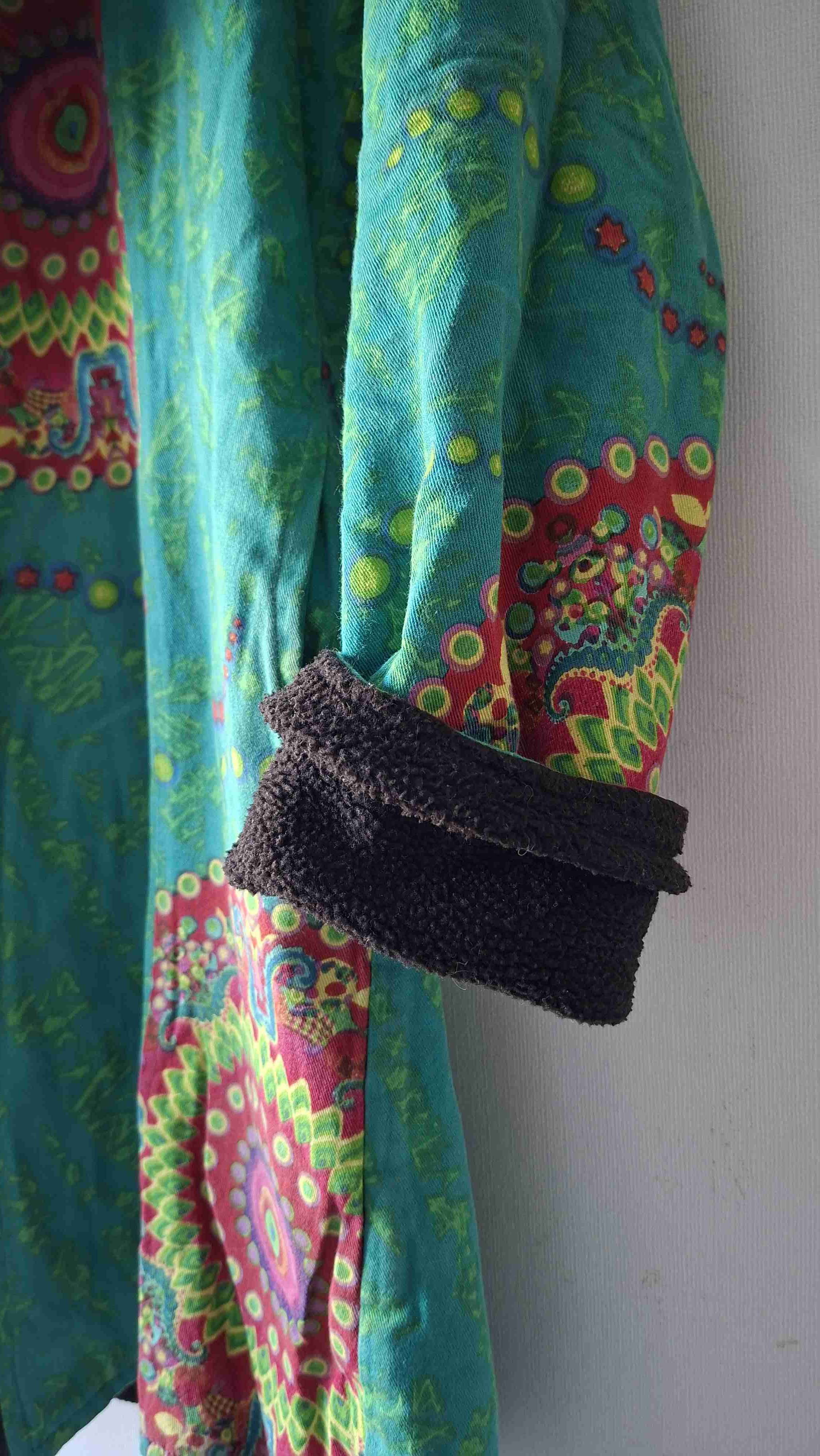 Abrigo estampado turquesa de la India - 6