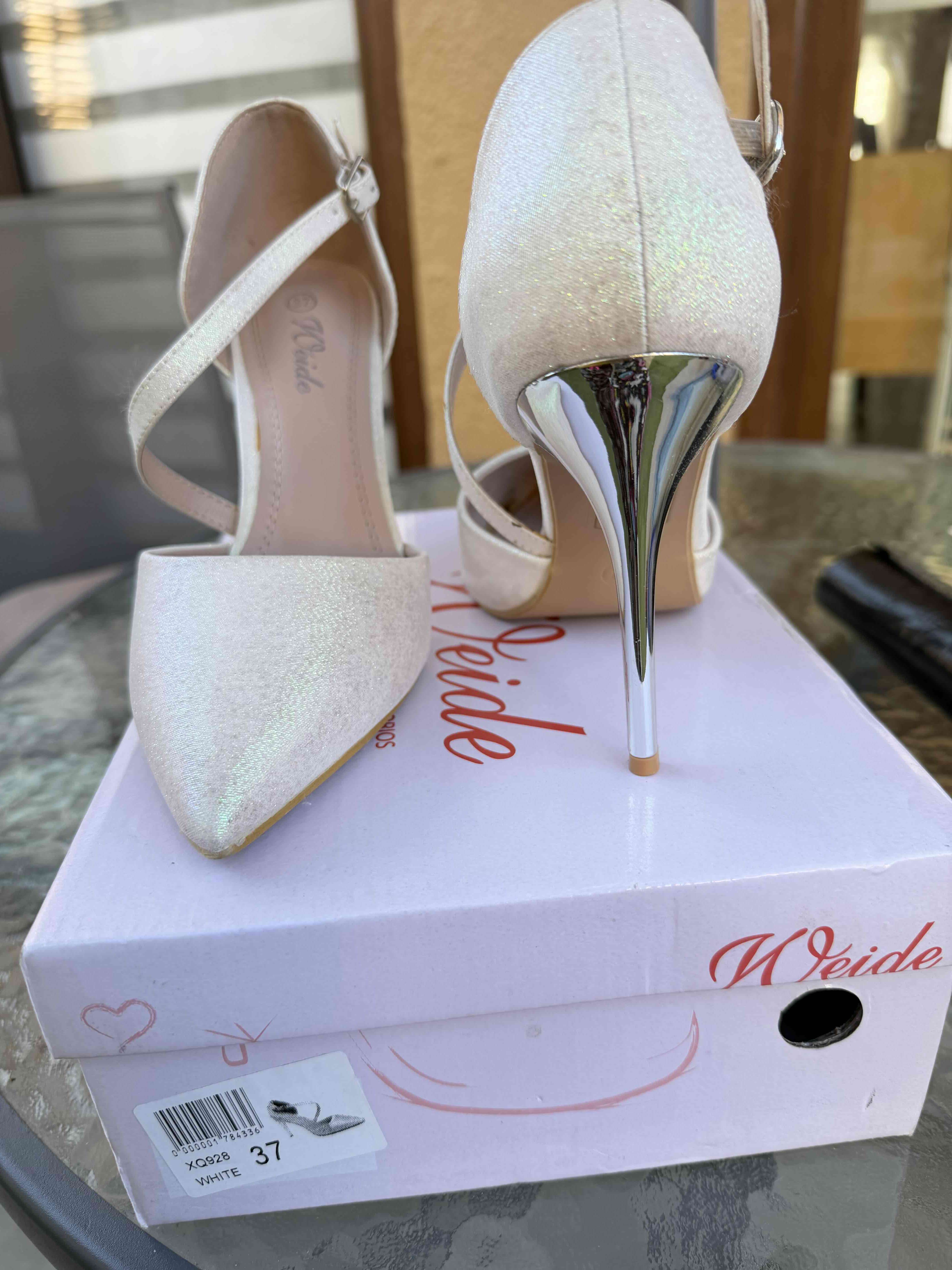 Zapatos de tacón blanco brillante - 3