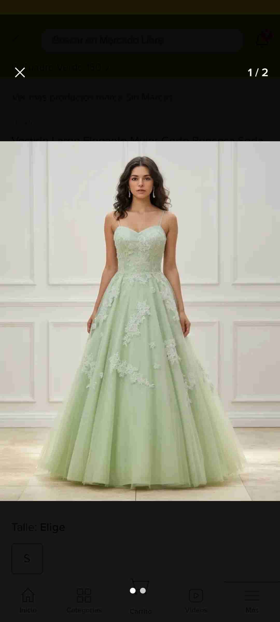 Vestido de gala verde encaje - 1