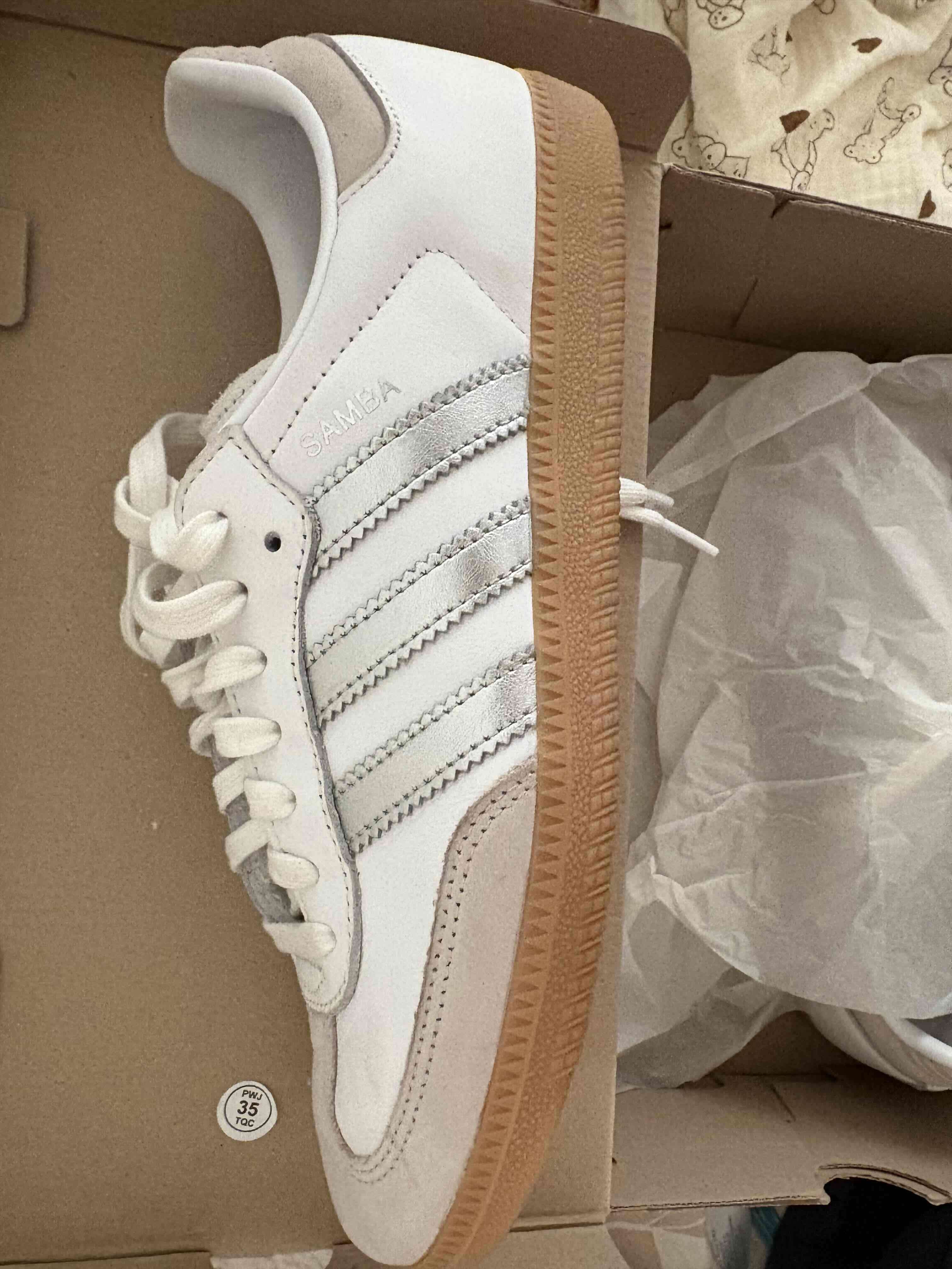 Zapatilla Adidas Samba Blancas/Plata - miniatura 4
