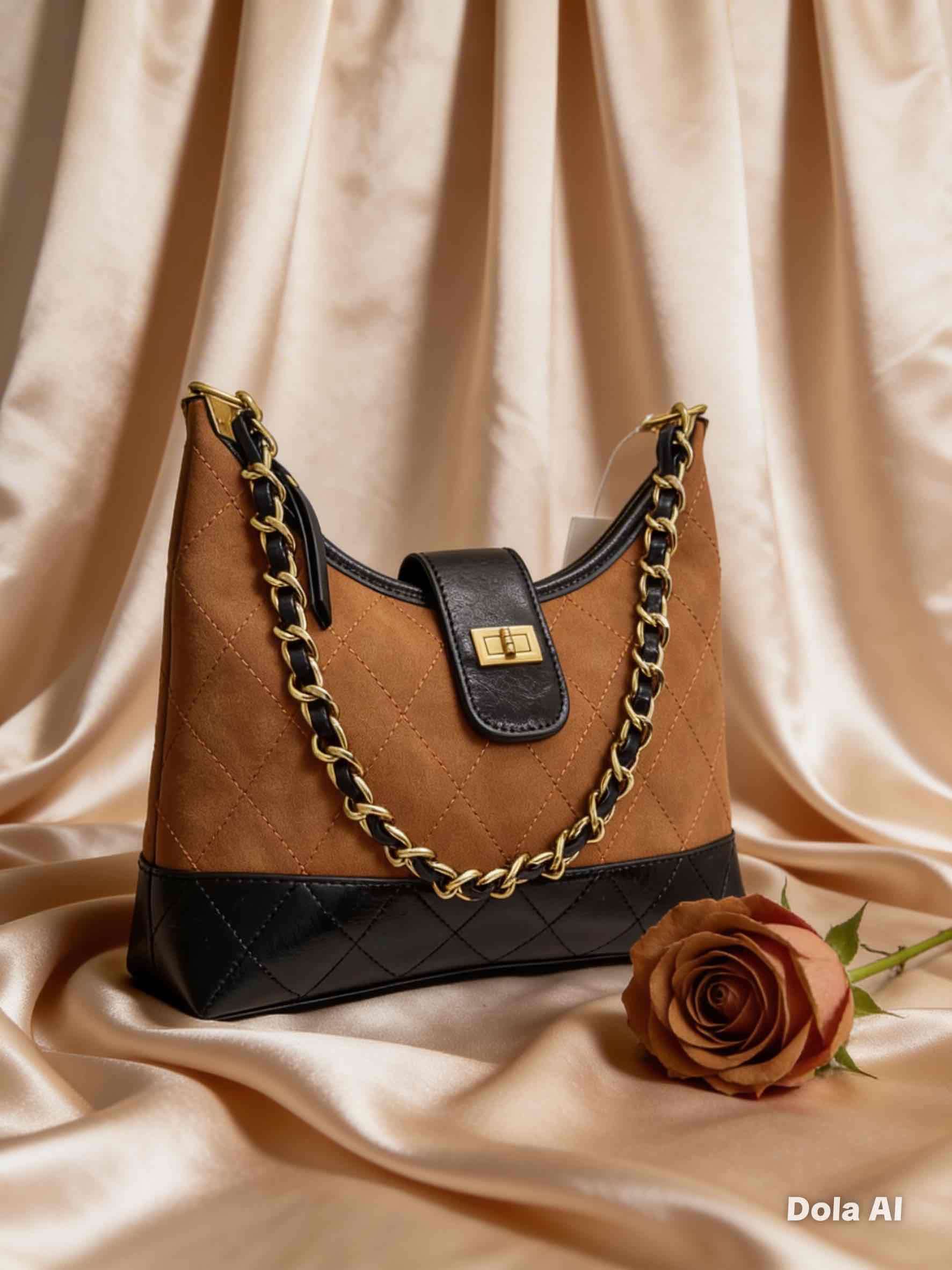 Cartera marrón con cadena dorada - miniatura 2