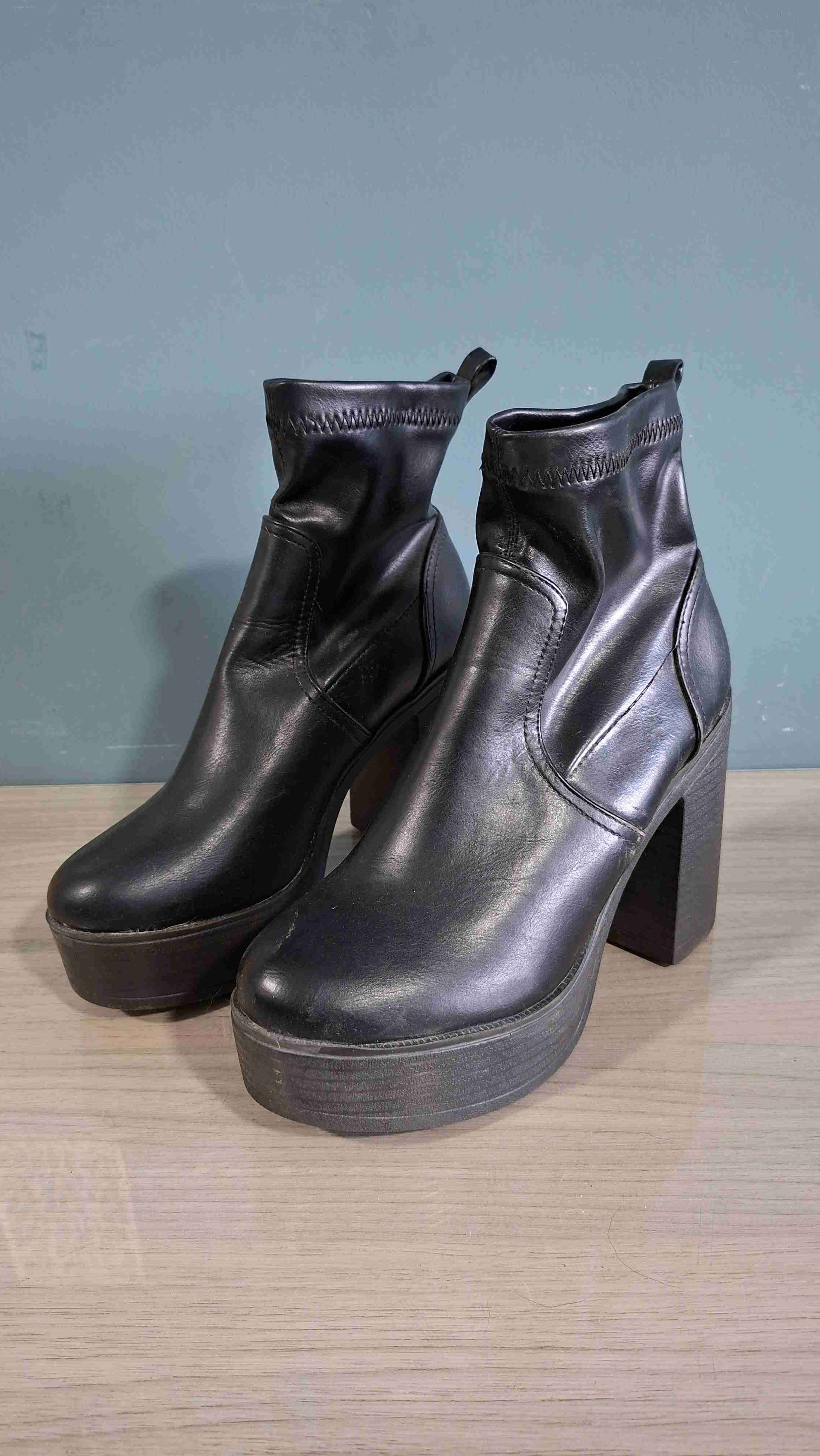 Botines de cuero negro cmoran n°39 - miniatura 1