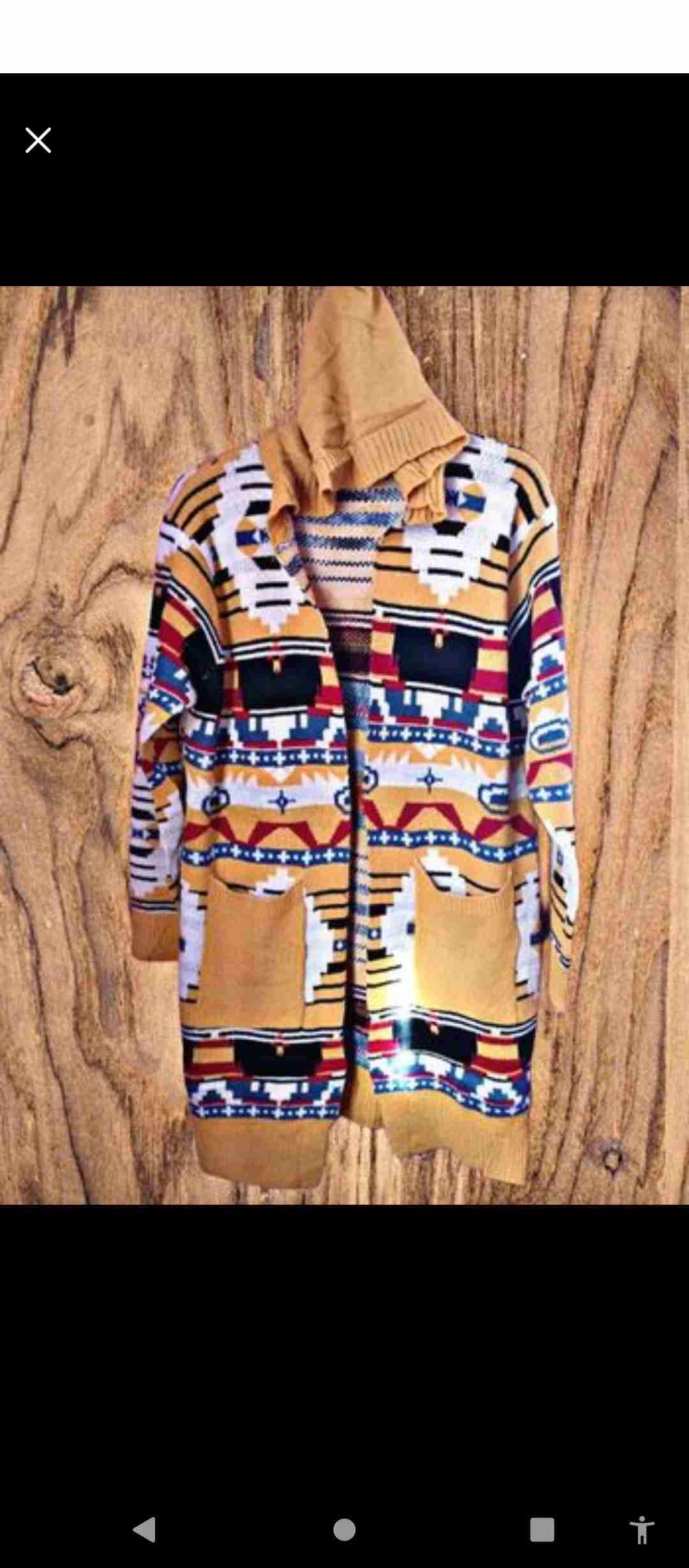 Cardigan con capucha estampado étnico - 1